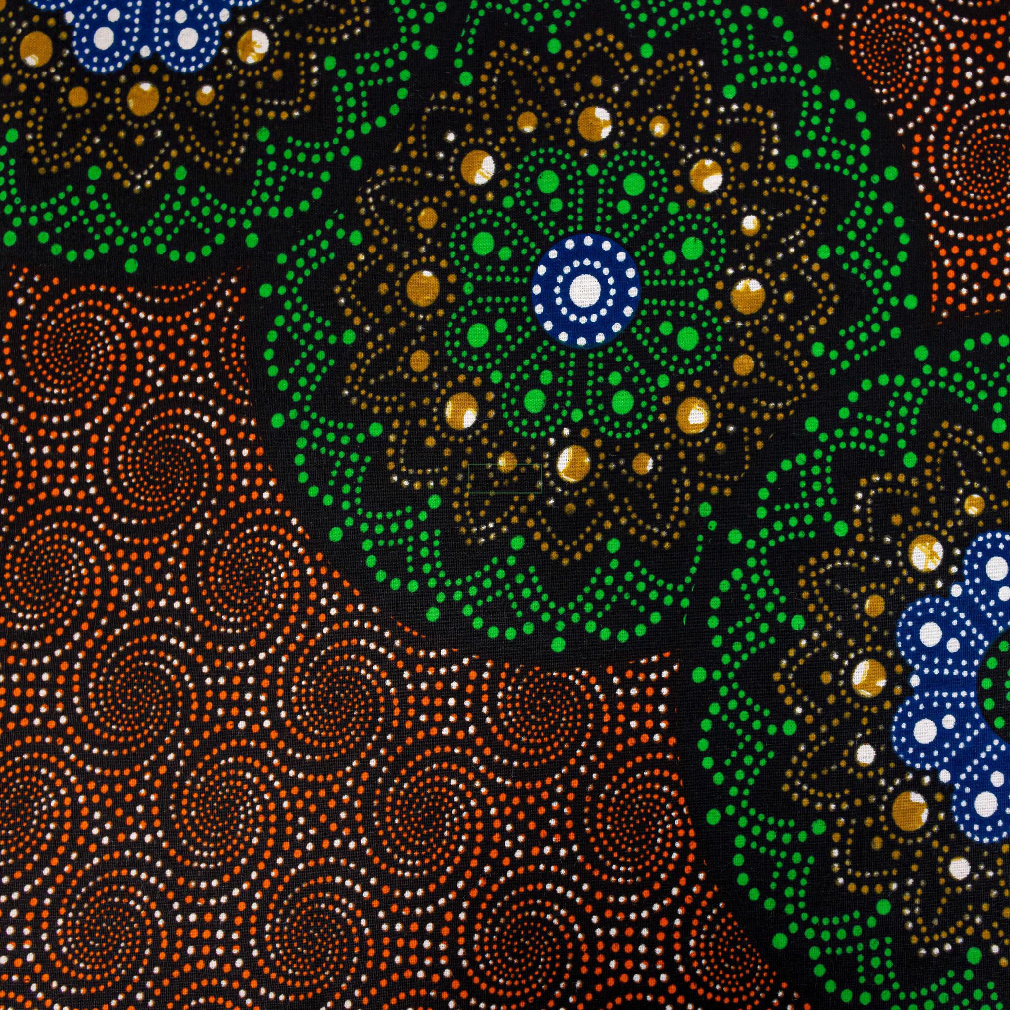 Terracotta Spiral & Emerald Mandala African Wax Print (Ankara) – 6 Yards