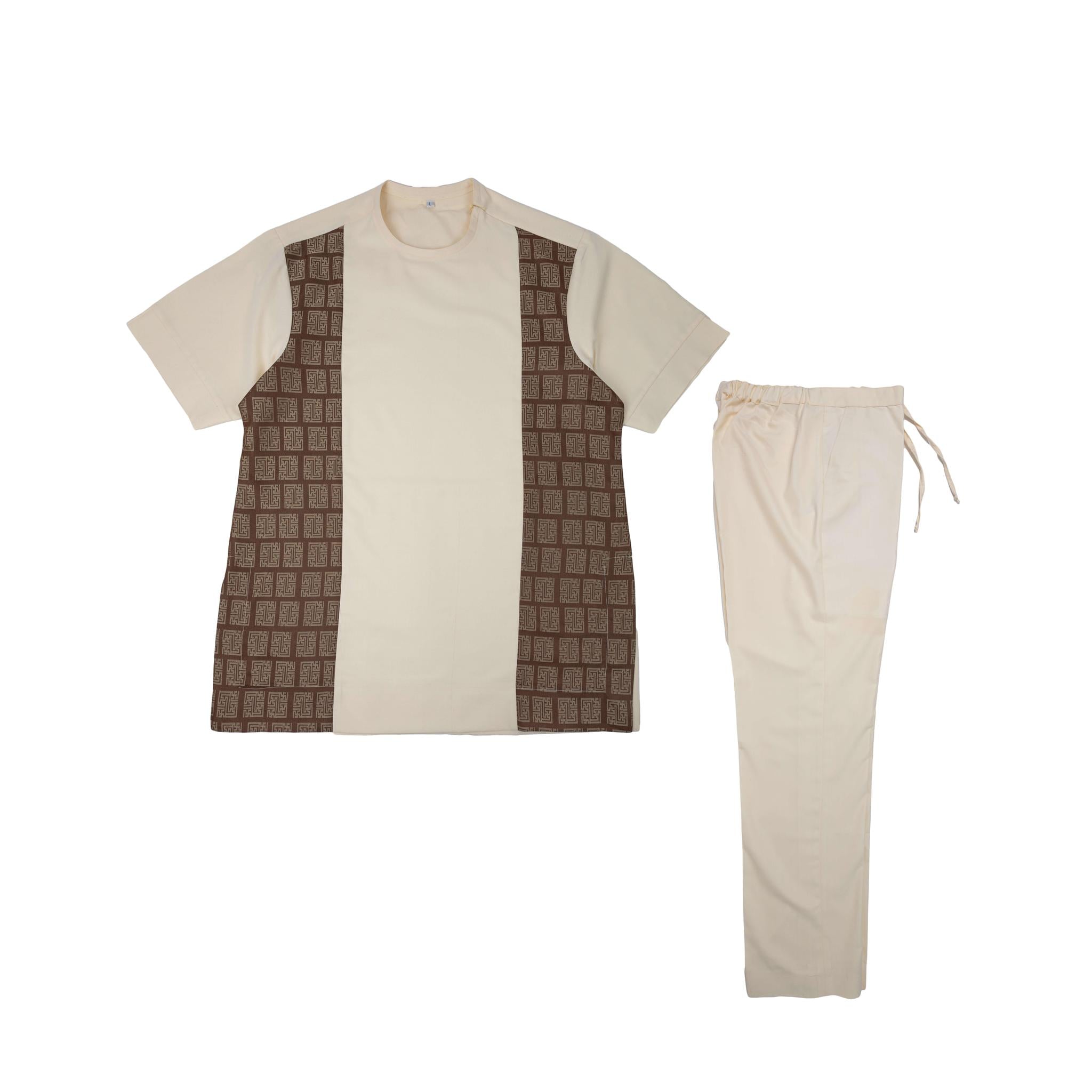 Regal Cream & Gold Damask Short Sleeve Senator Suit