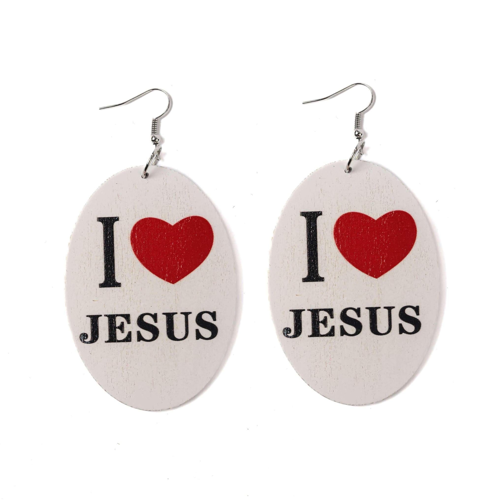 I love Jesus Wooden Earrings