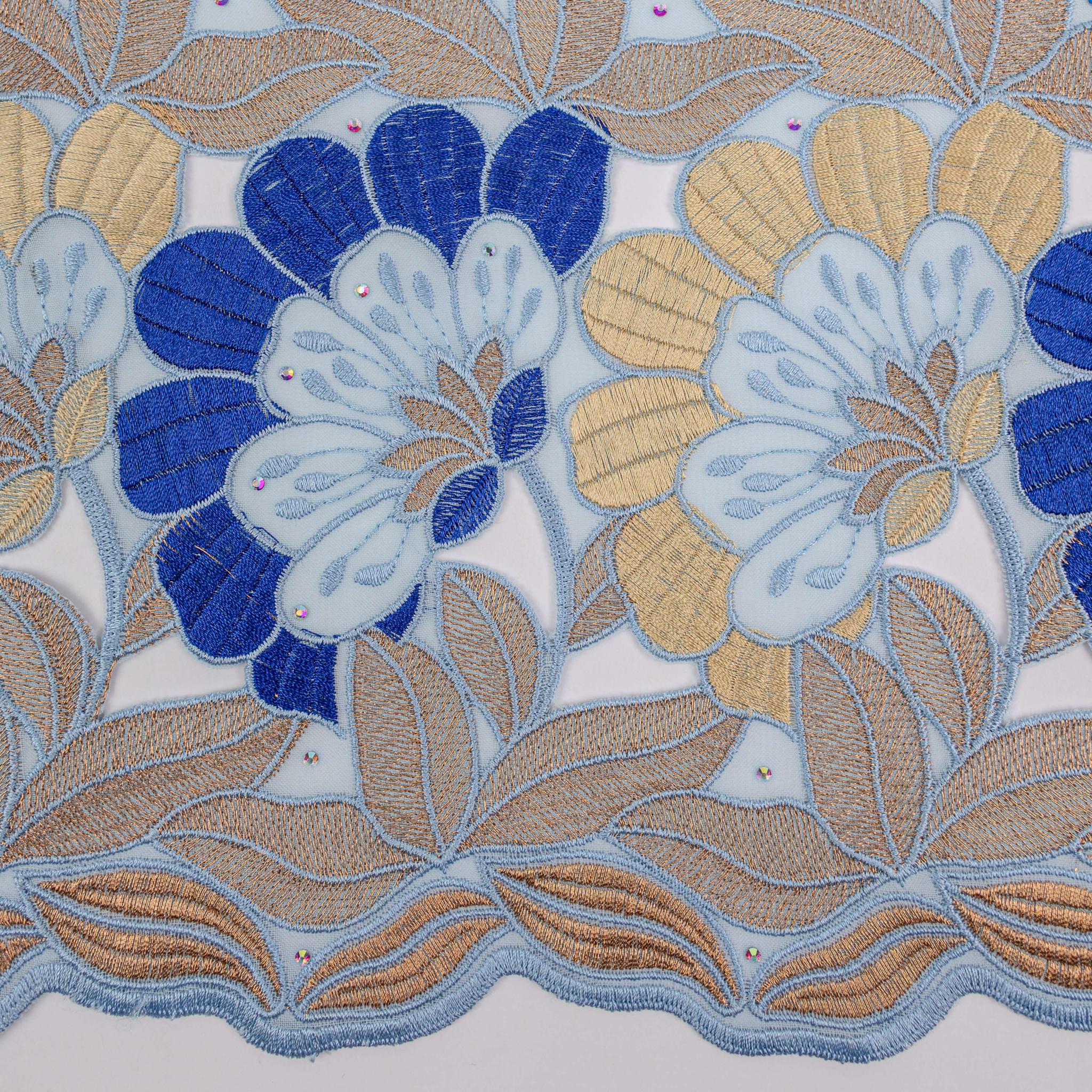 Blue & Gold Cotton Lace