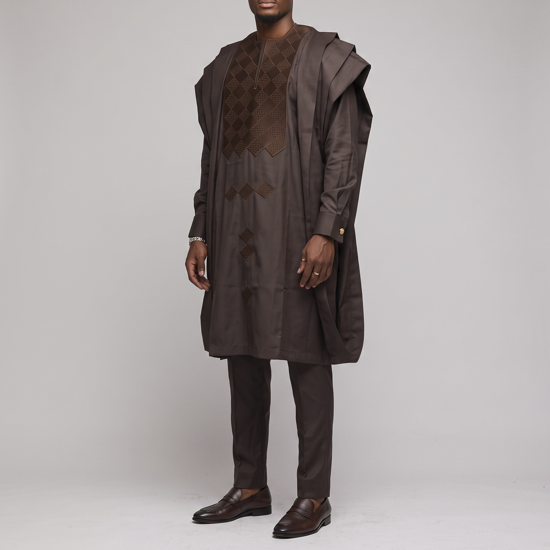 Dark Brown Modern Agbada
