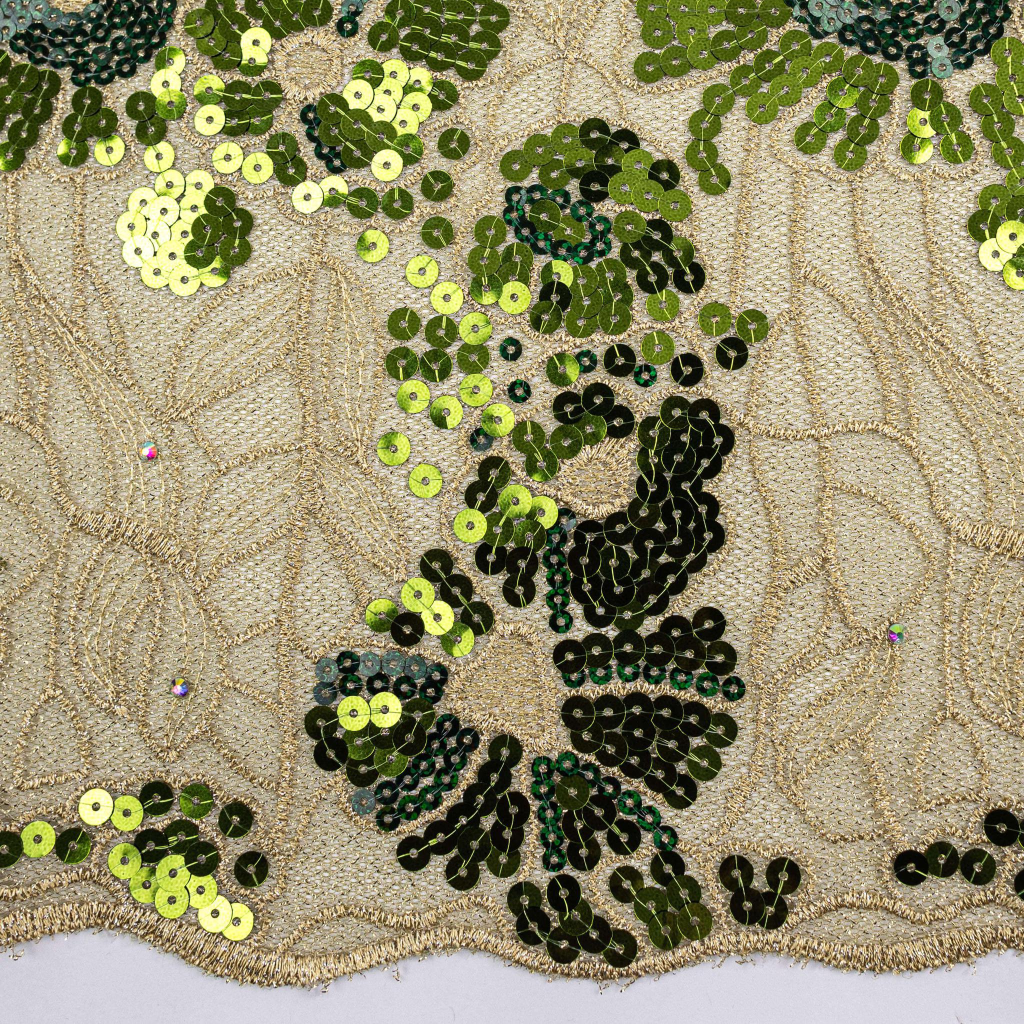 Gold & Green French Net Lace