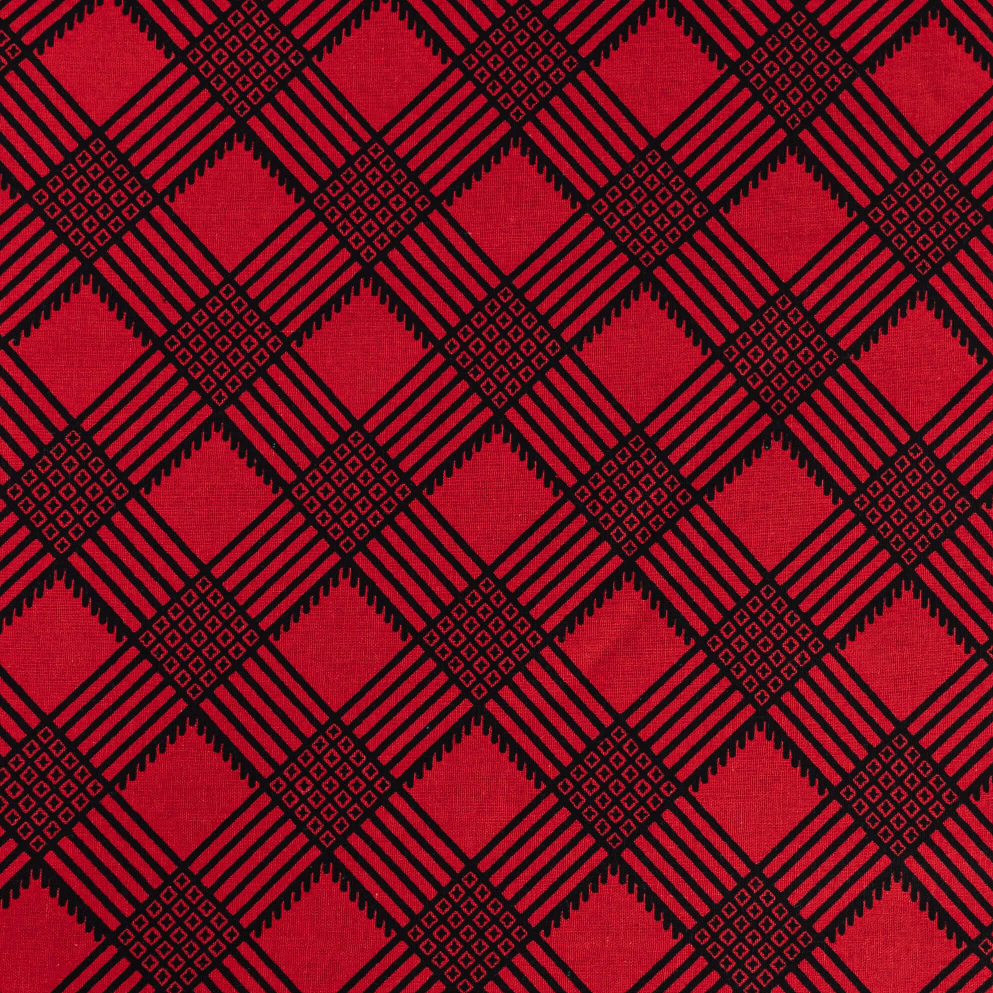 Red & Black Wax Print Fabric - 6 Yards