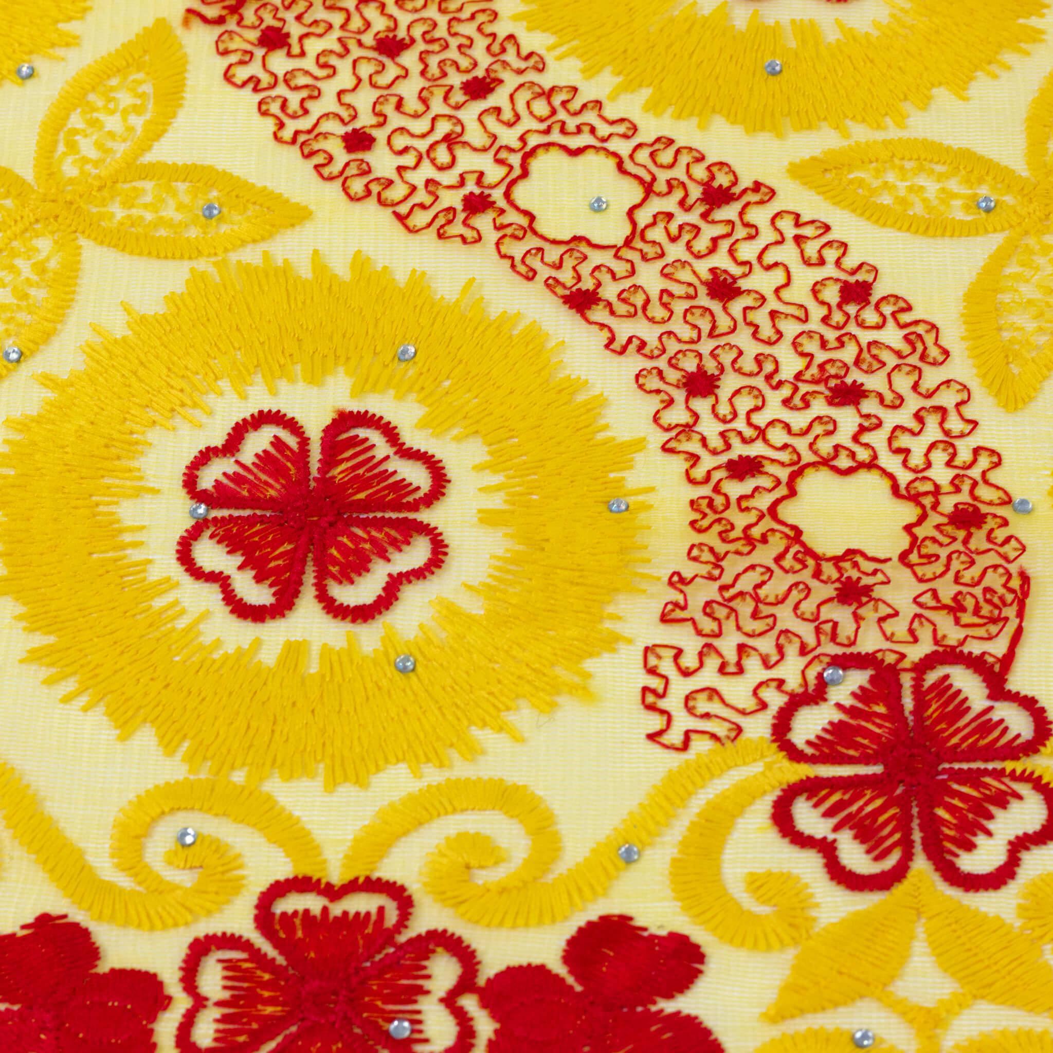 Yellow & Red Cotton Lace