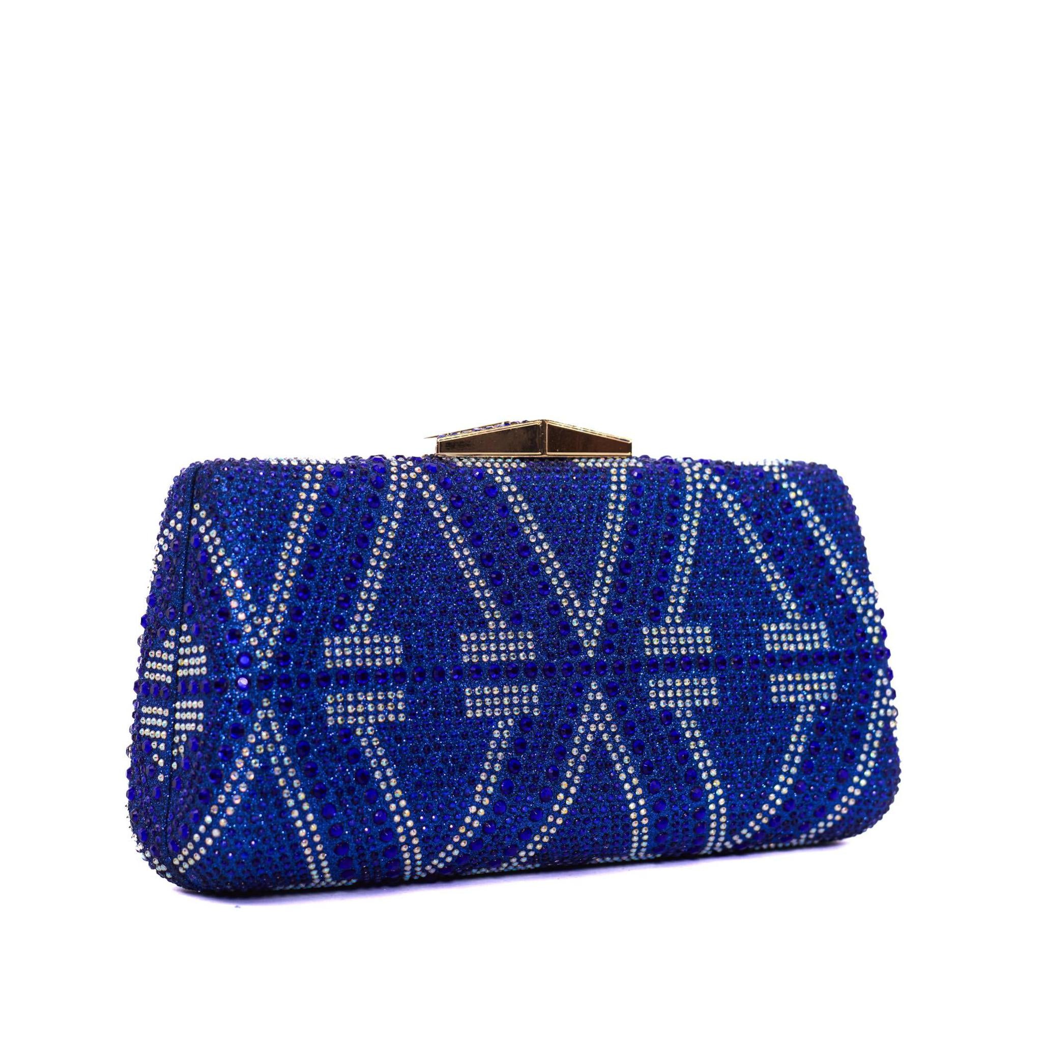 Blue & Silver Diamond Hasp Clutch Purse