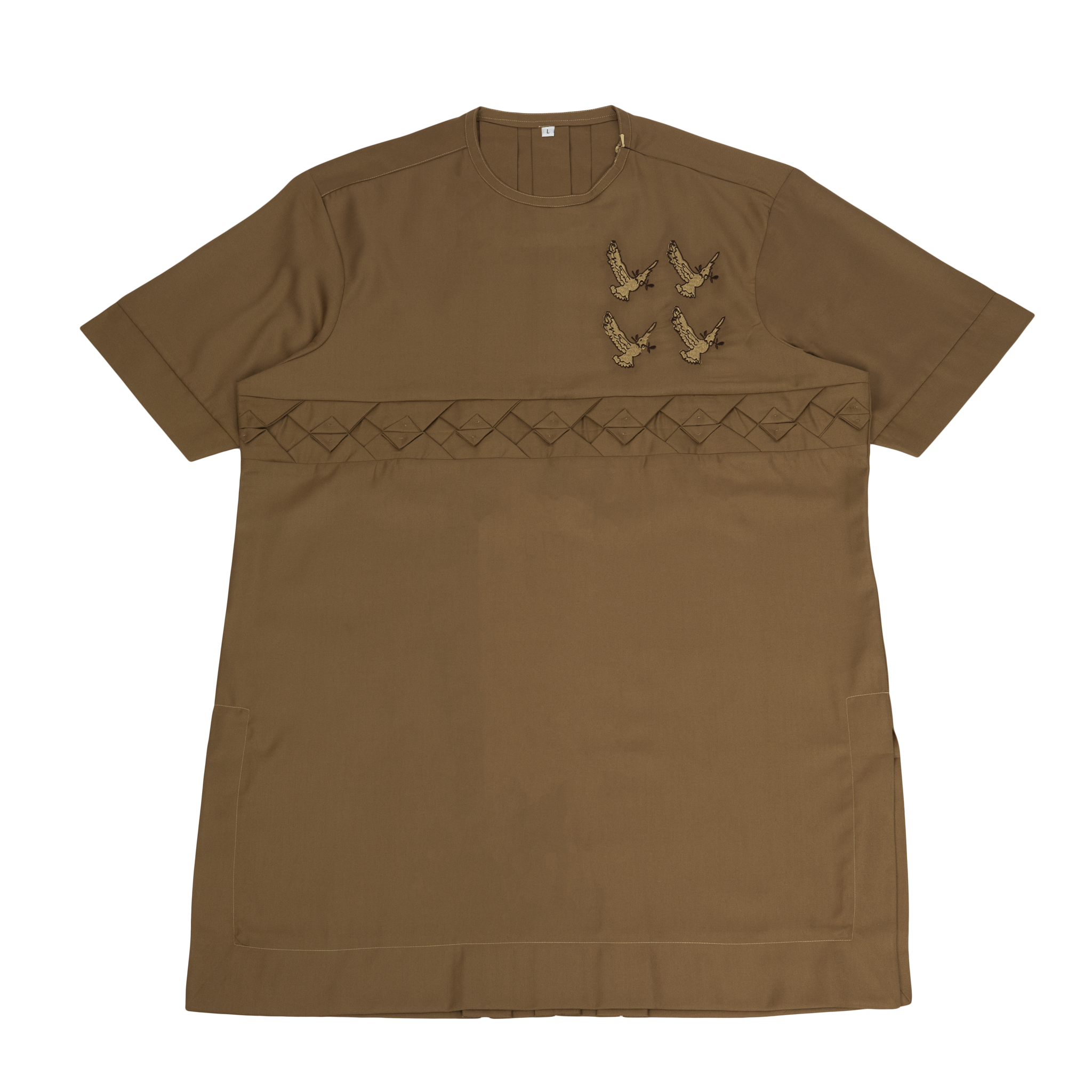 Chestnut Brown Embroidered Men's Cotton Senator Set