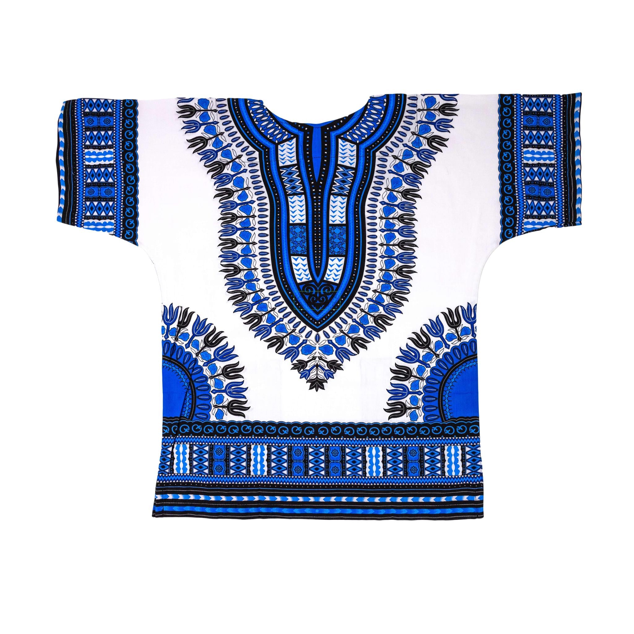 White & Blue - African Dashiki Shirt