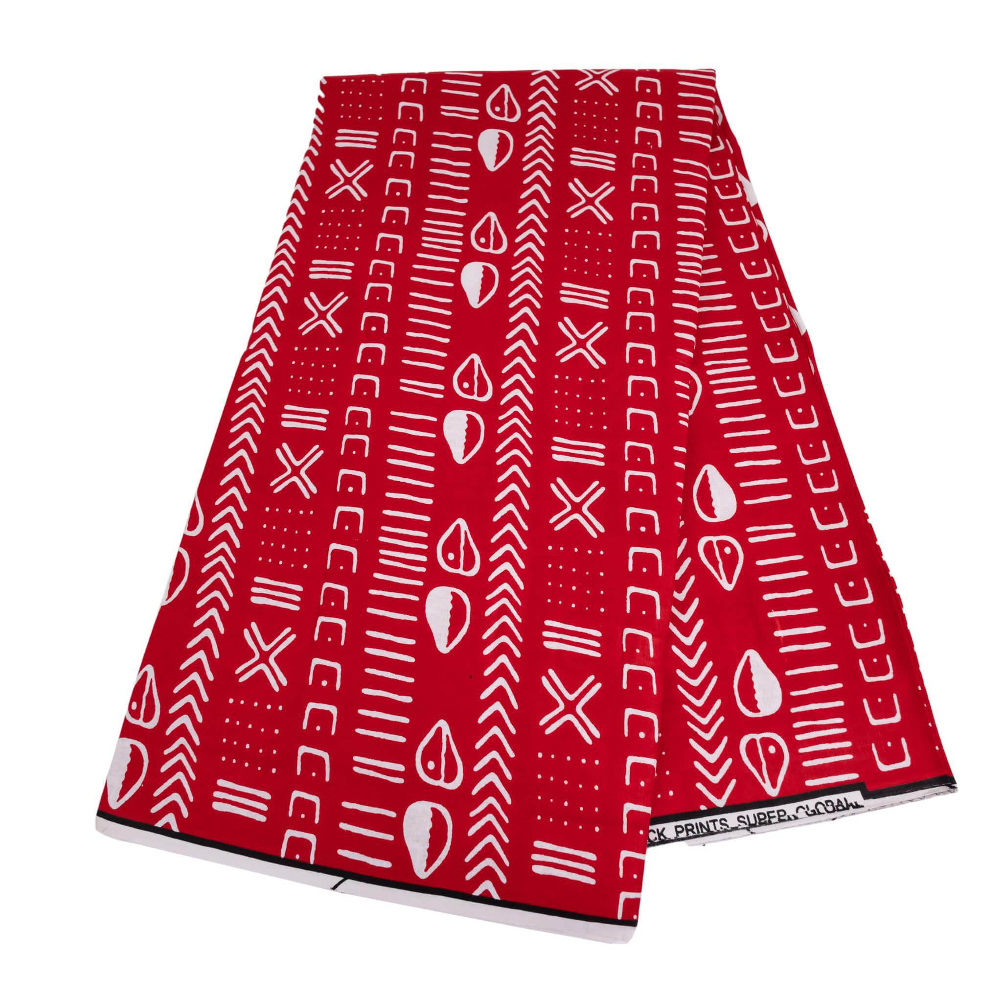Crimson Bogolan Mud-cloth Style Wax Print (Ankara) – 6 Yards