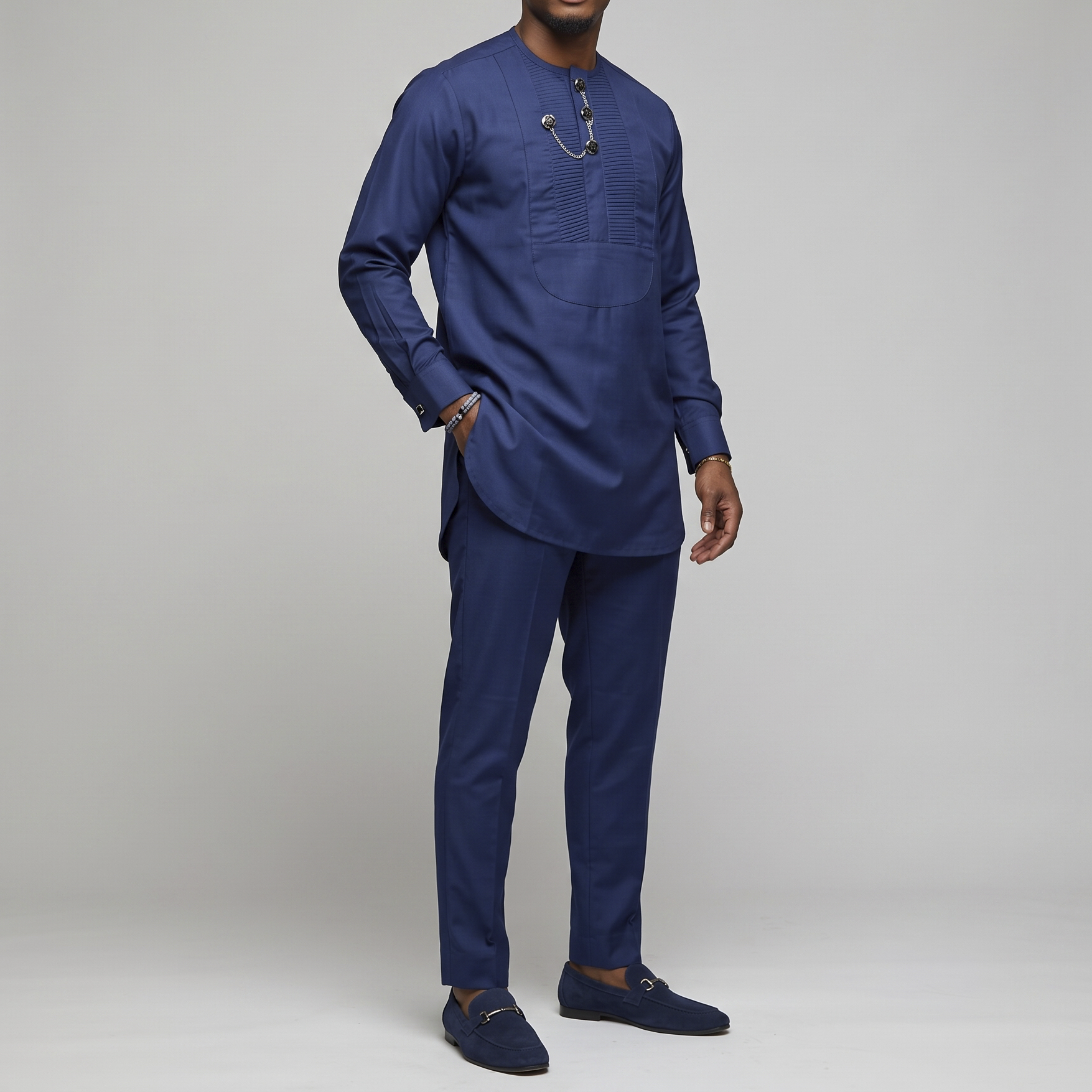Navy Blue Etibo and Jewelry Suit