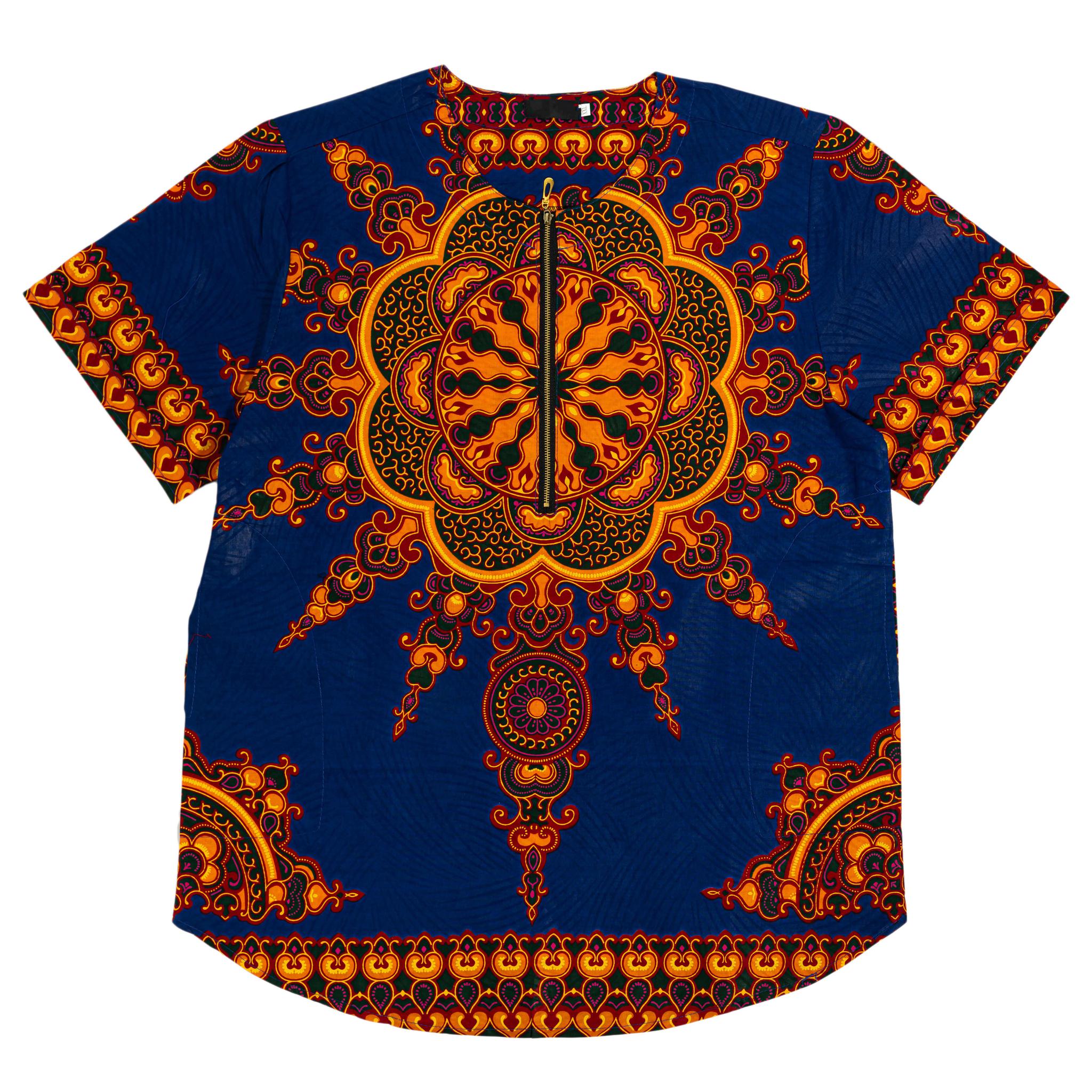 Blue & Orange Dashiki Men's Top