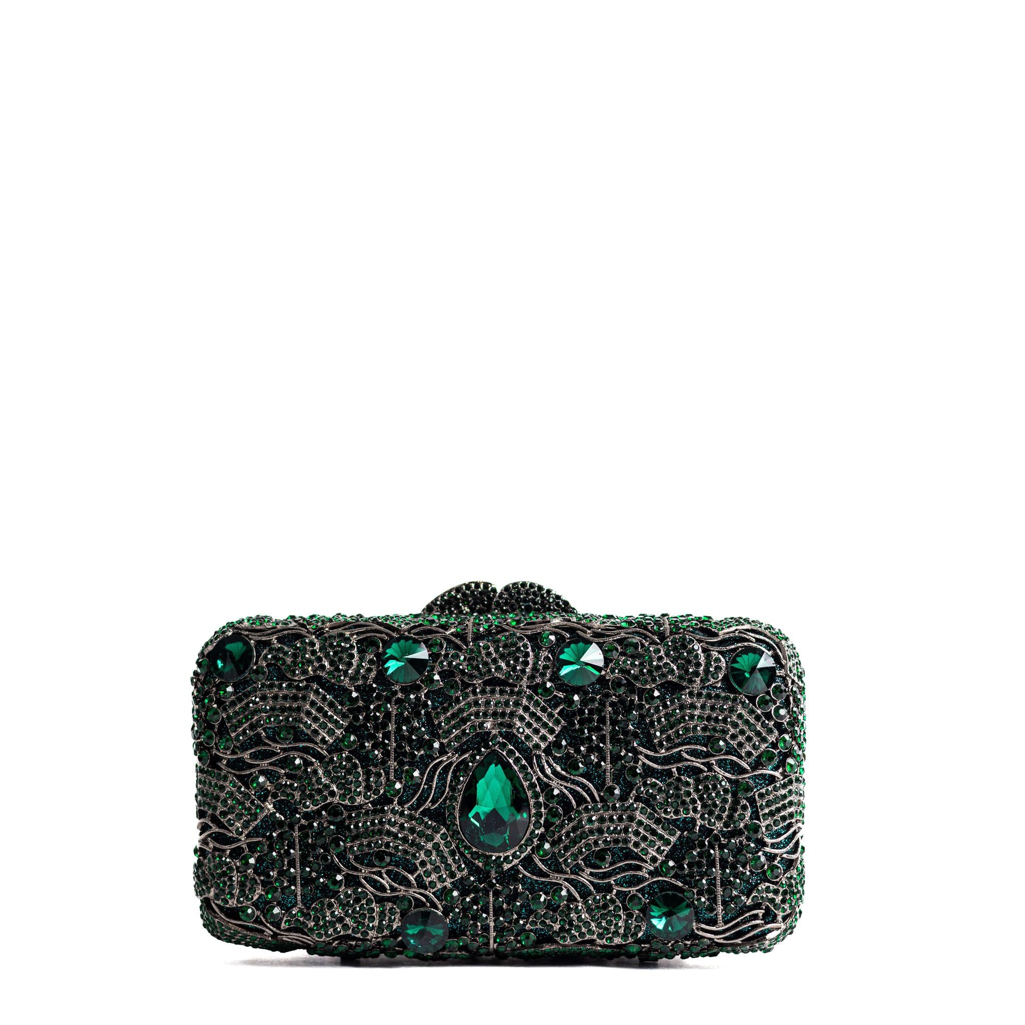 Black & Green Crystal Clutch Purse