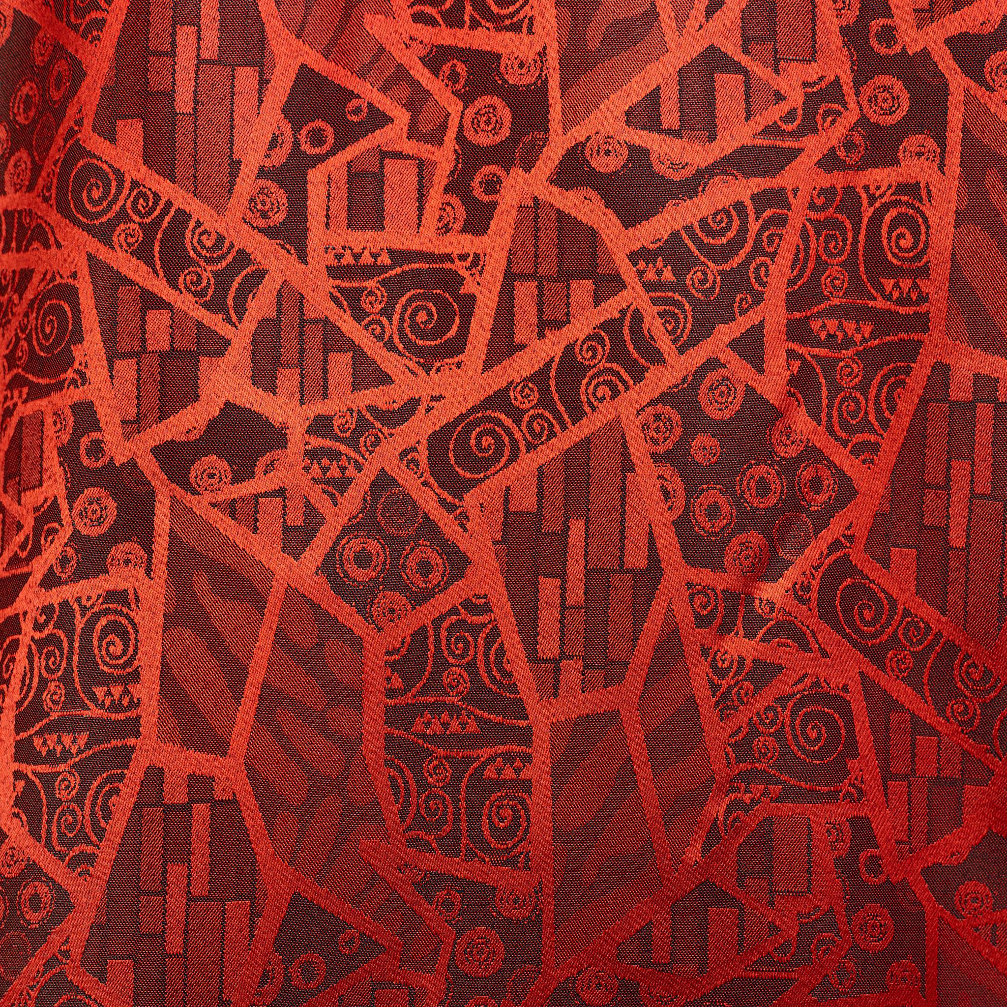 Crimson Reign: Men's Red Jacquard Senator Suit