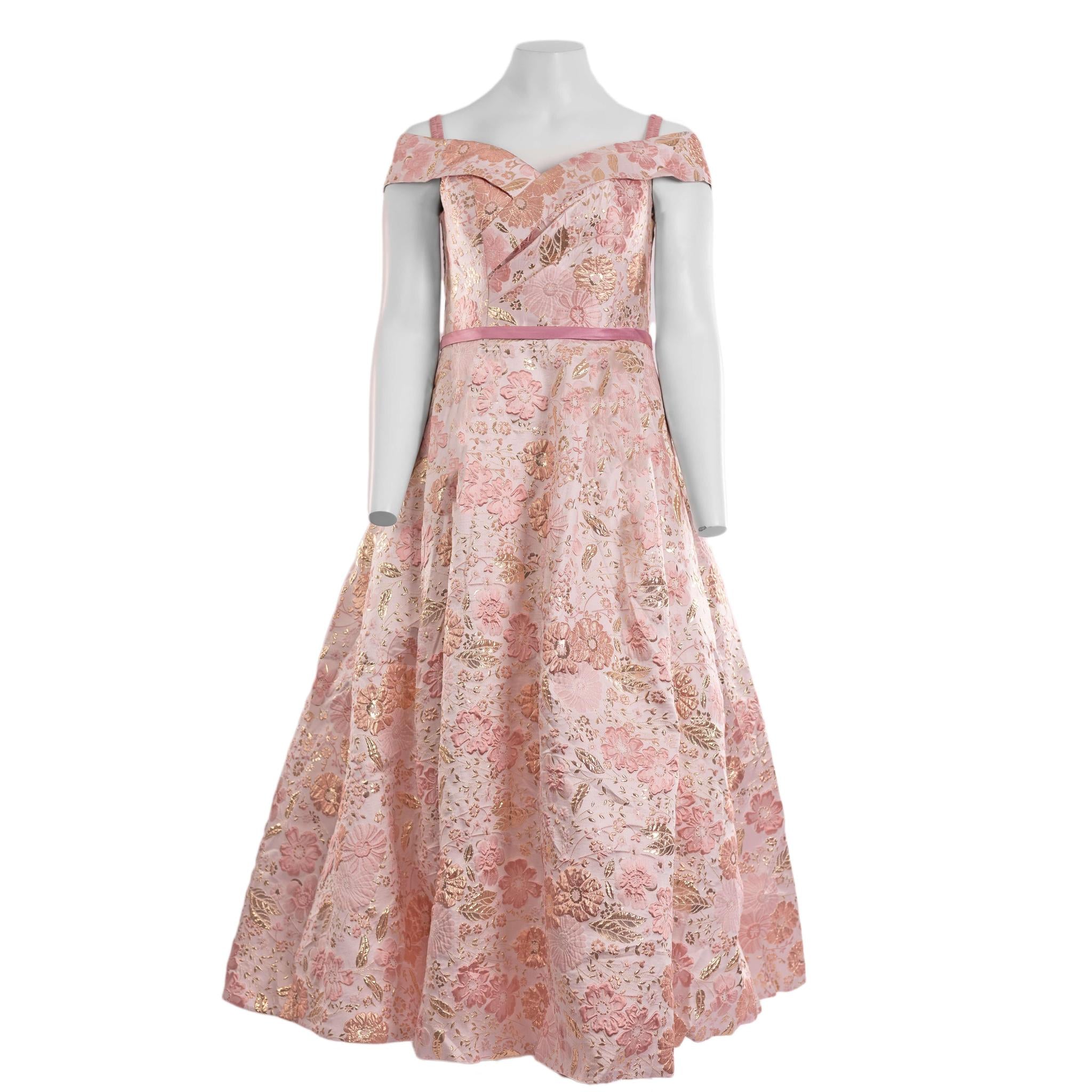 Pink Brocade Evening Dress