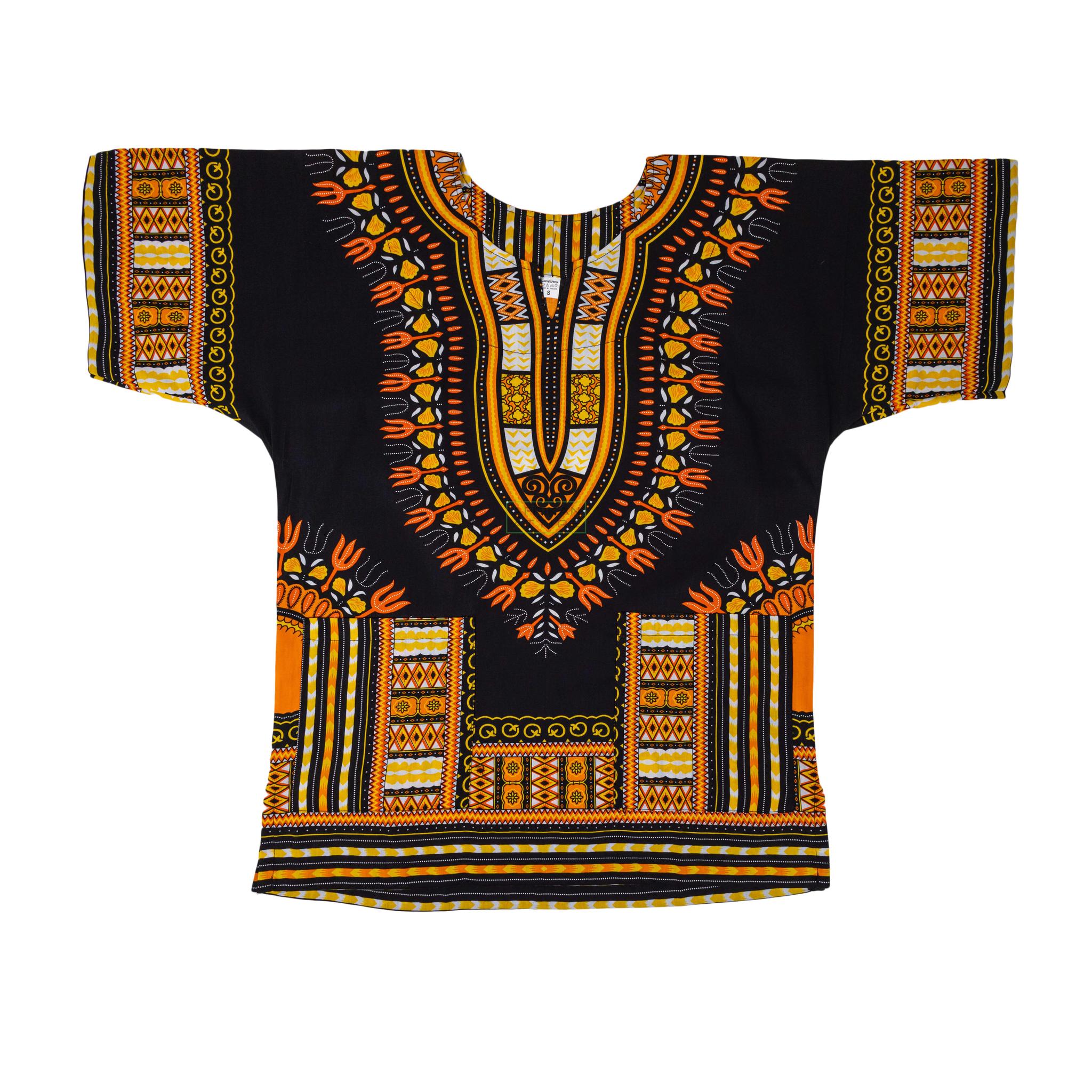 Black & Orange - African Dashiki Shirt