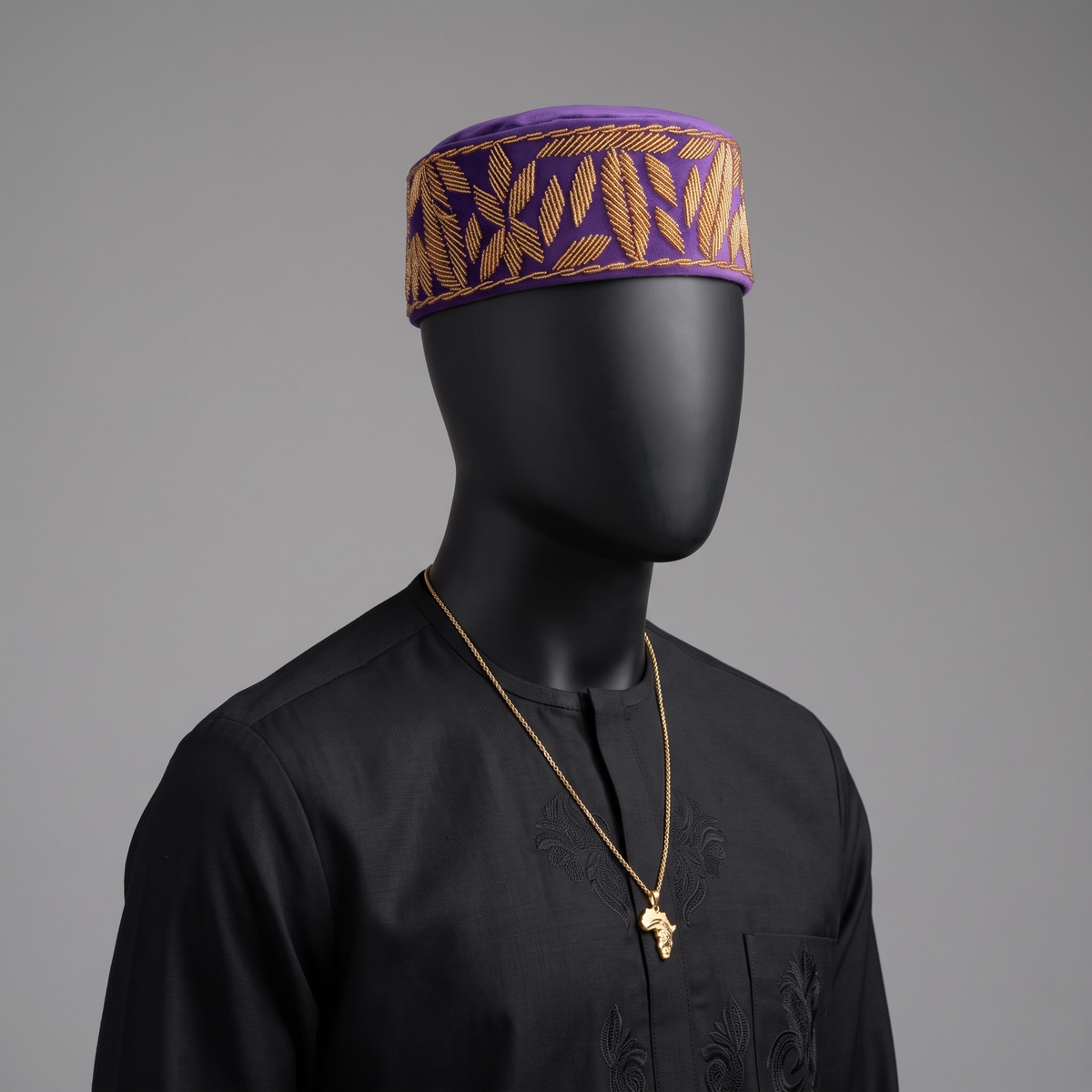 Royal Purple Velvet Beaded Cap