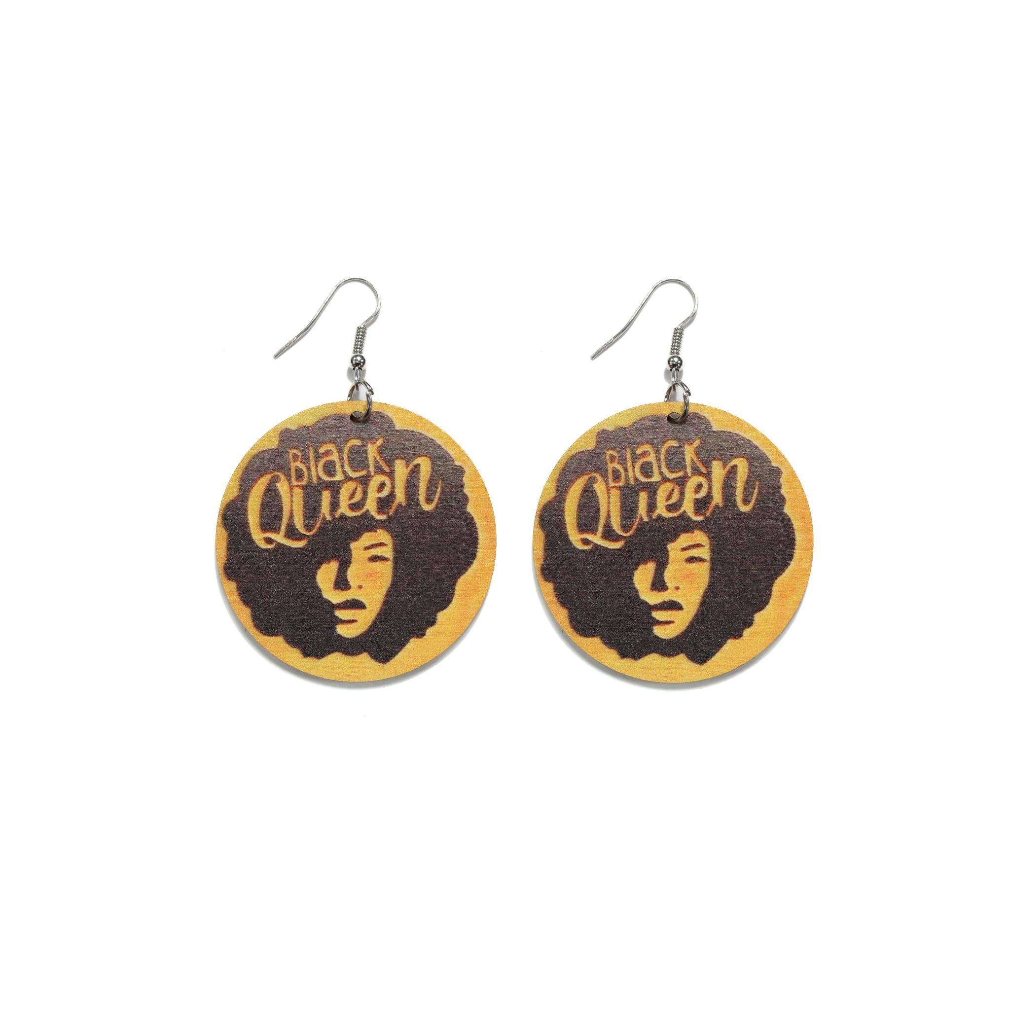 Black Queen Wooden Earring