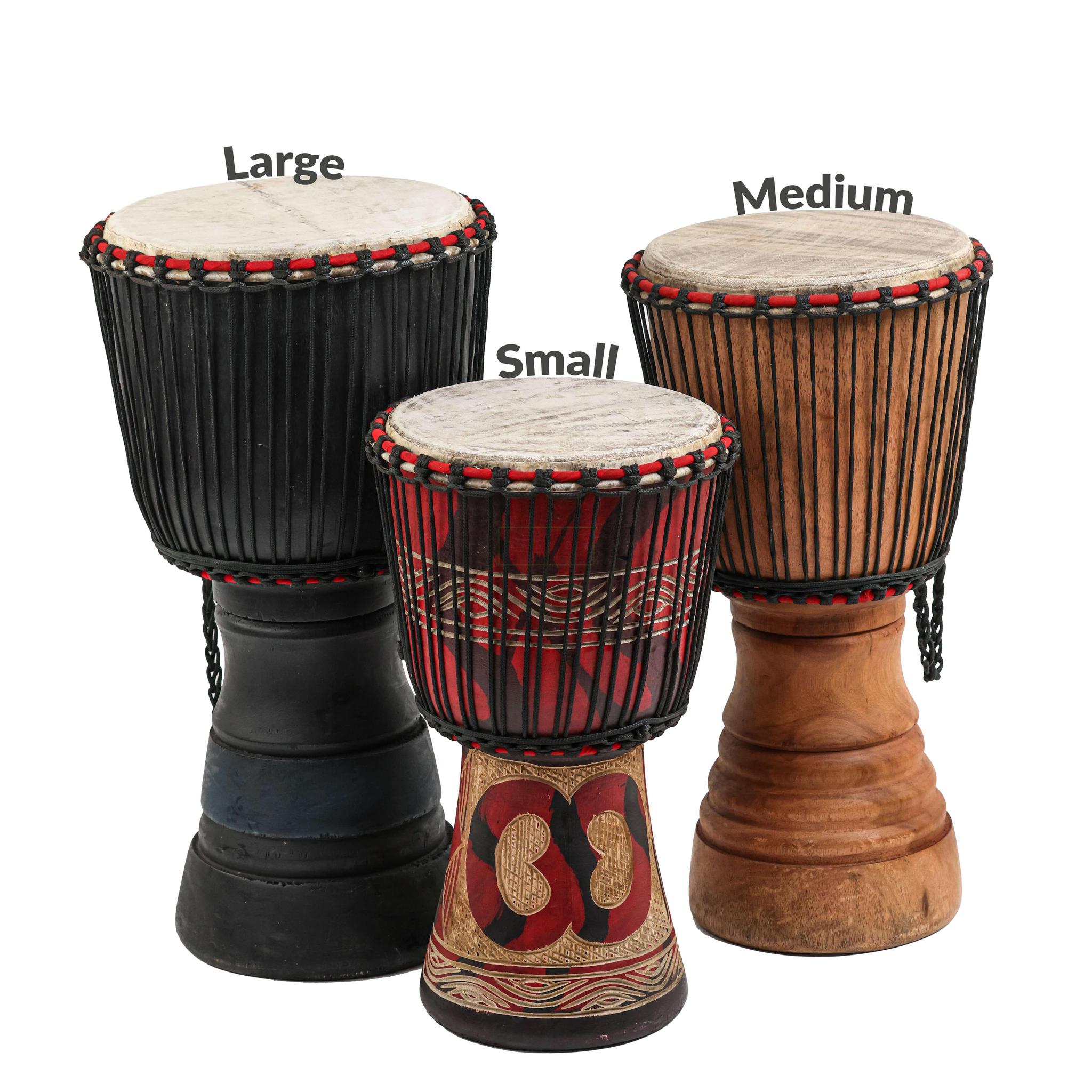 Kente Wood Carving - Djembe Drum - Small