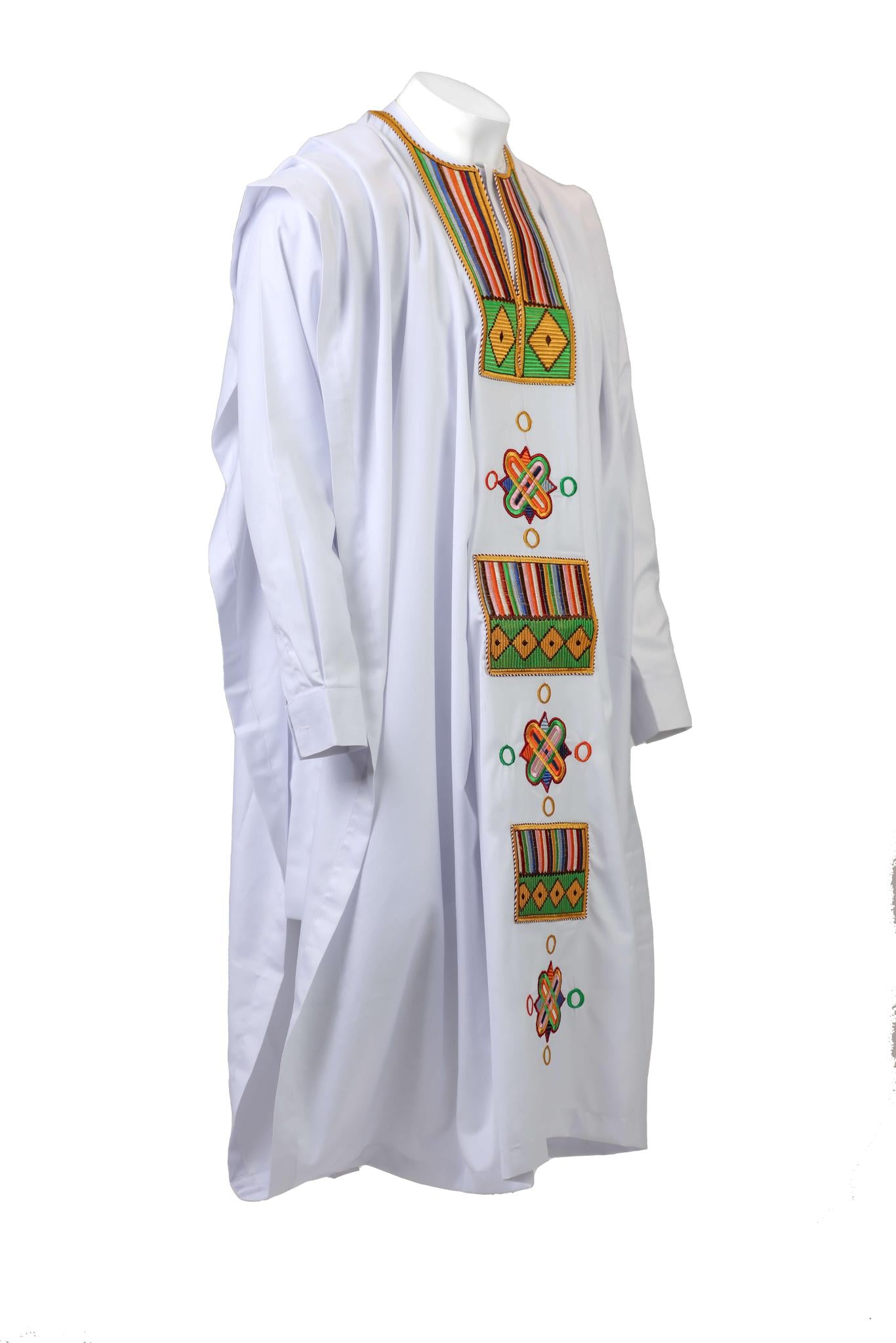 White with Multi-Colored Embroidery Agbada Set