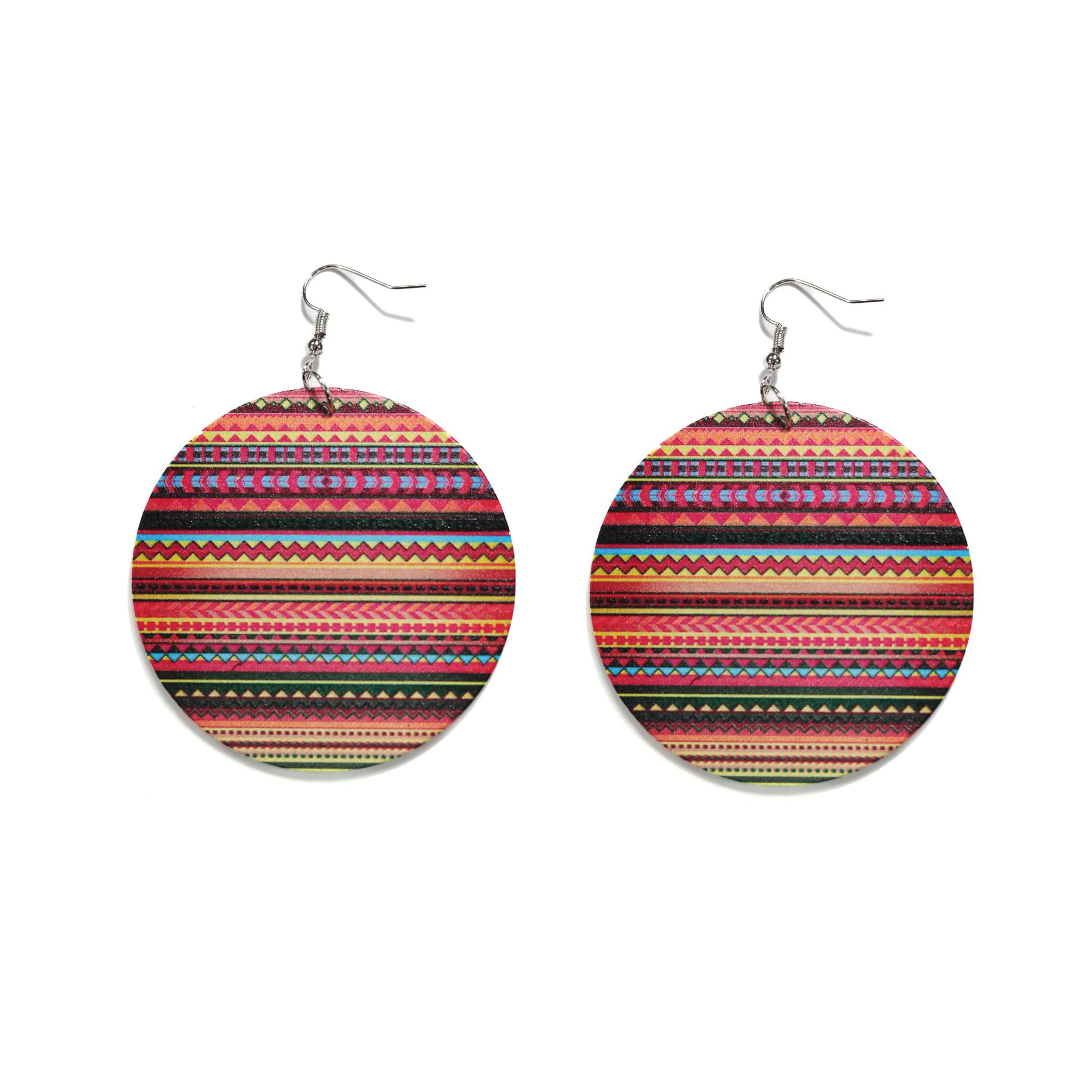 Multicolored Wooden Earring