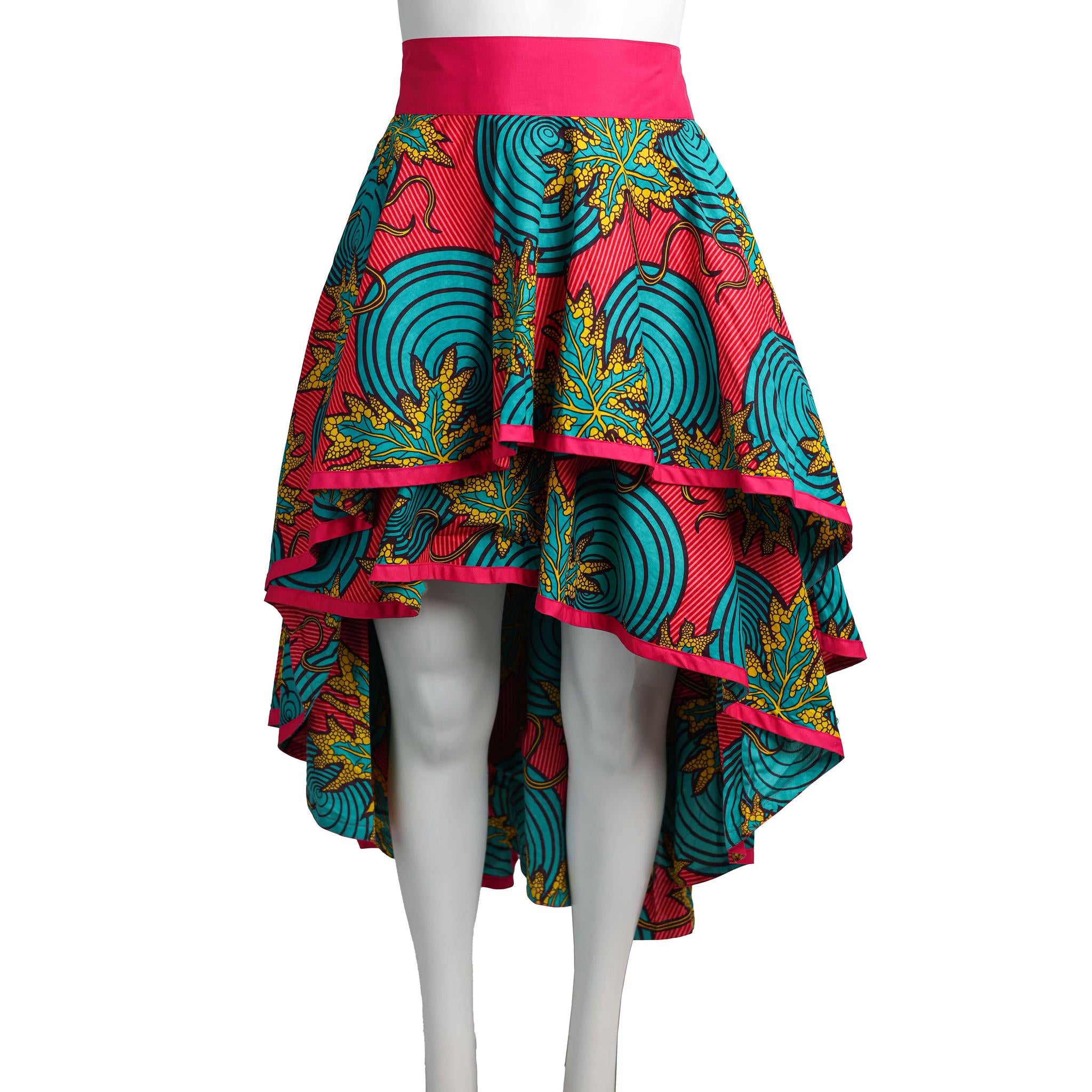 Layered Ankara Skirt with Belt