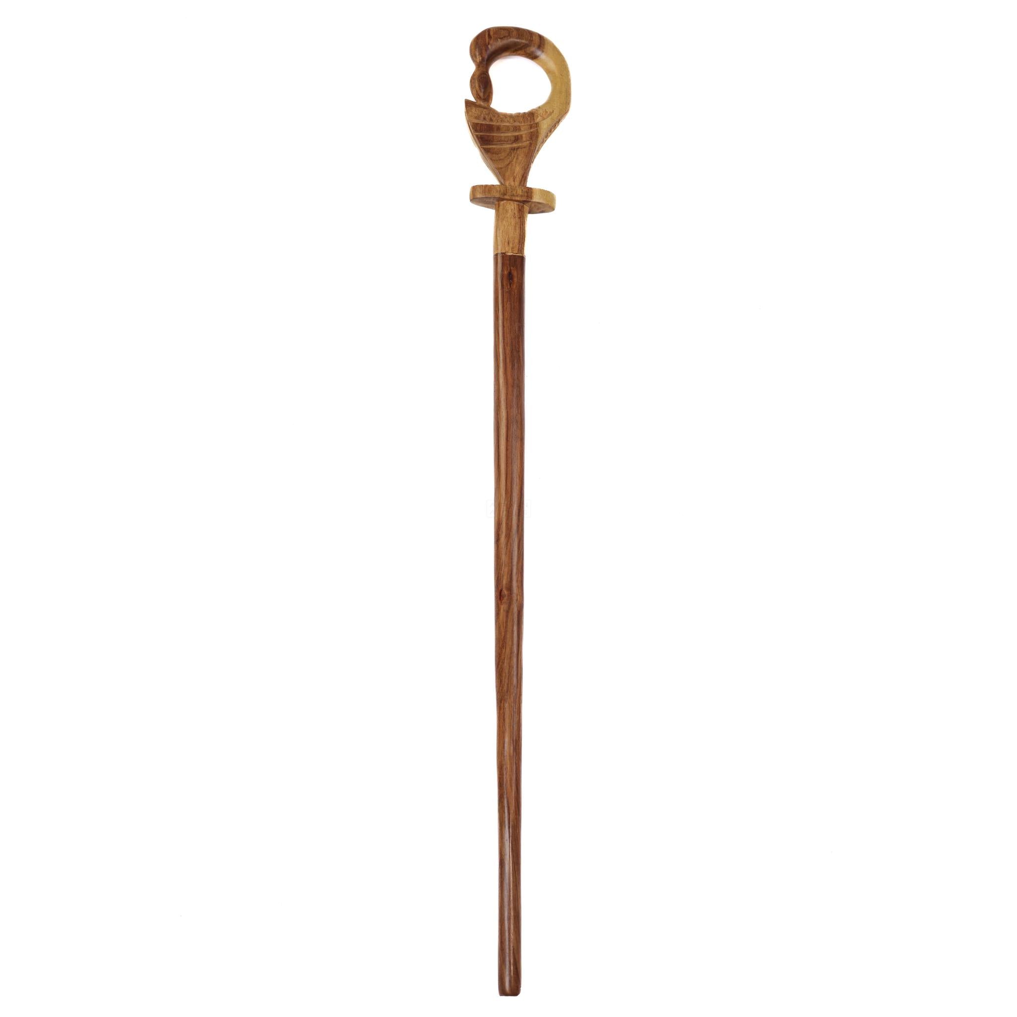 Hand-Carved Ghanaian Walking Stick Features Sankofa Symbol for Strength and Heritage