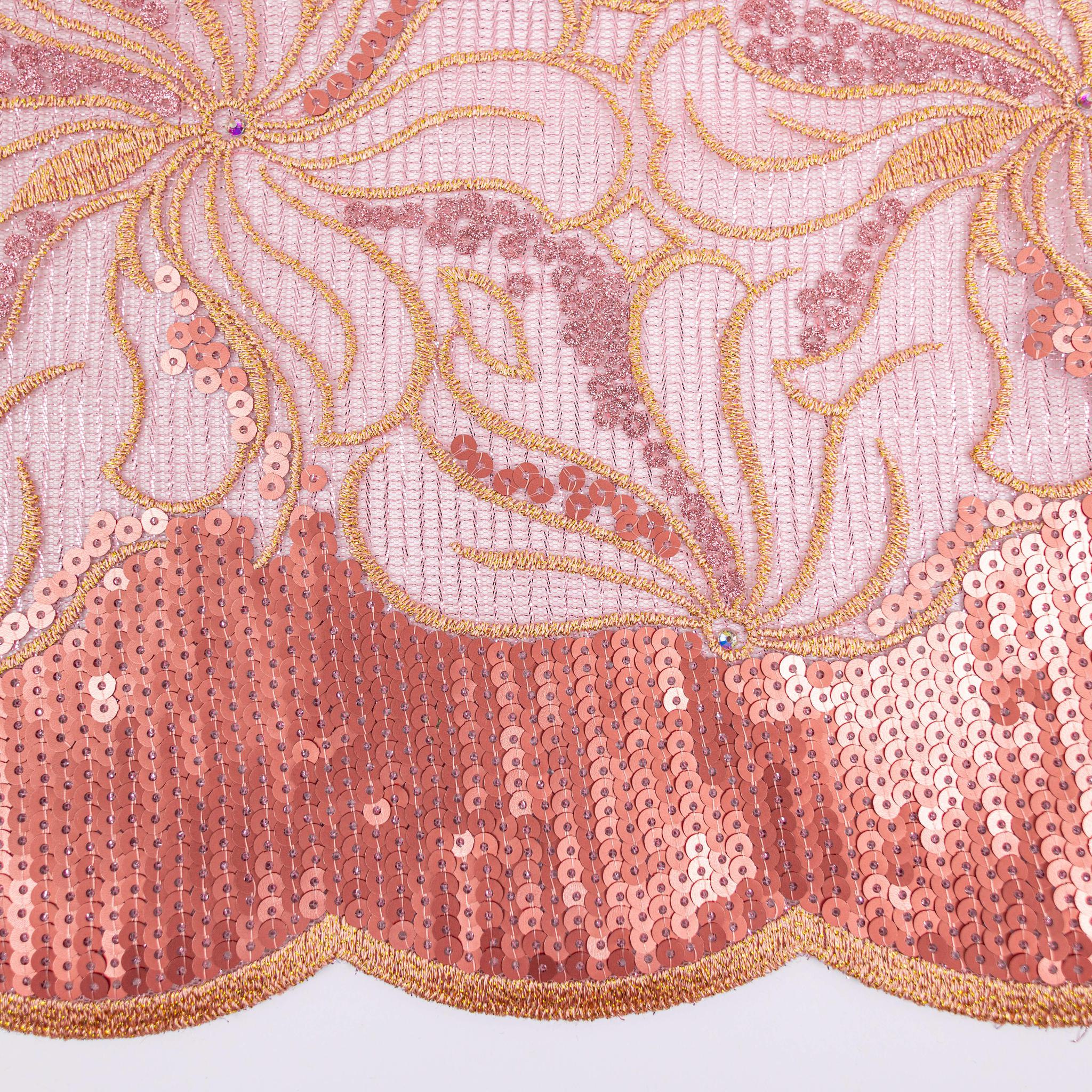 Peach Net Sequin Lace