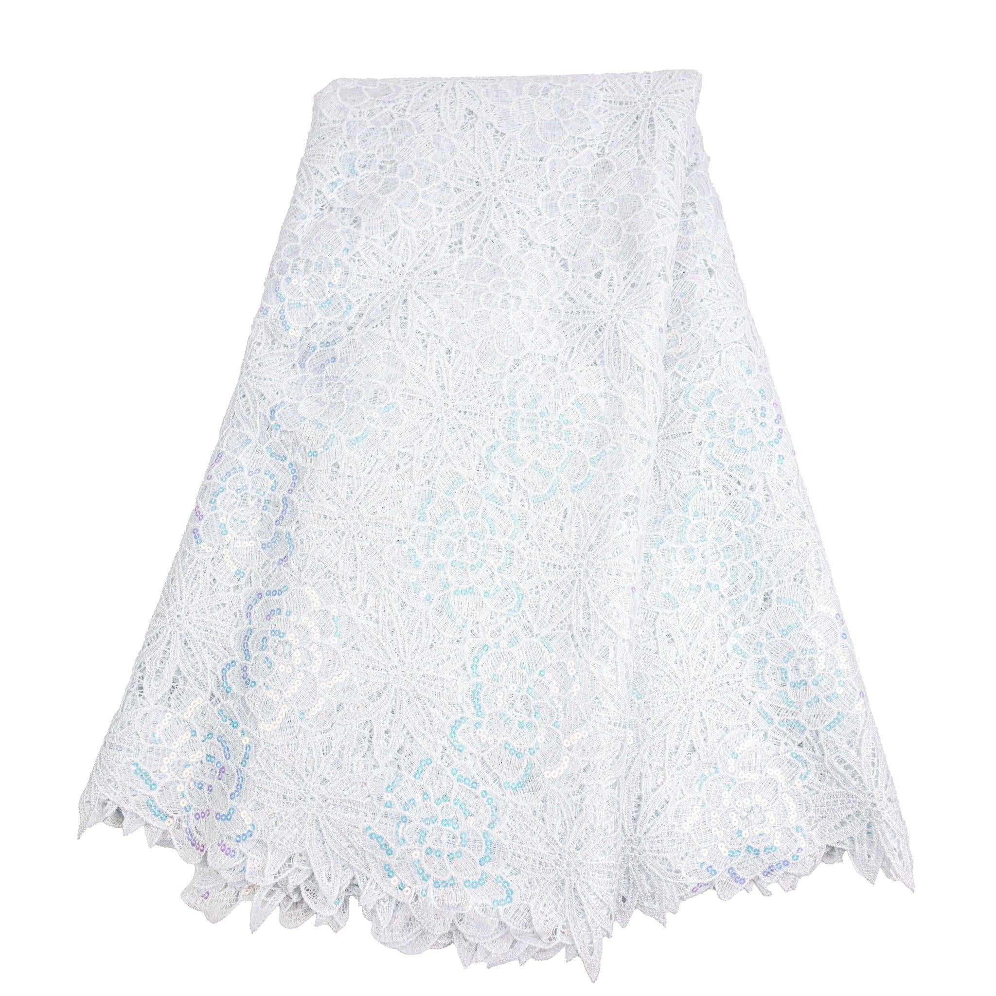 White Sequence Cord Lace