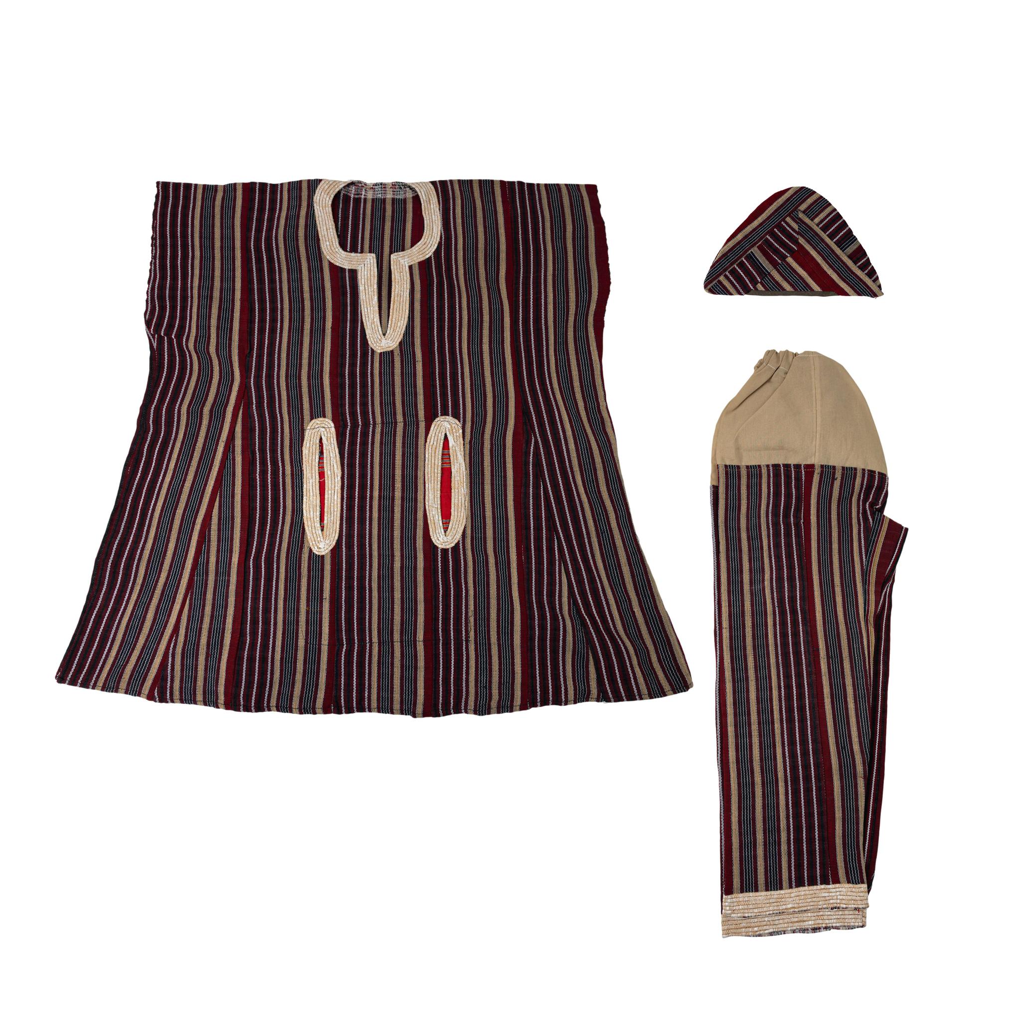 Boys Burgundy & Gold Aso-Oke Kids Set