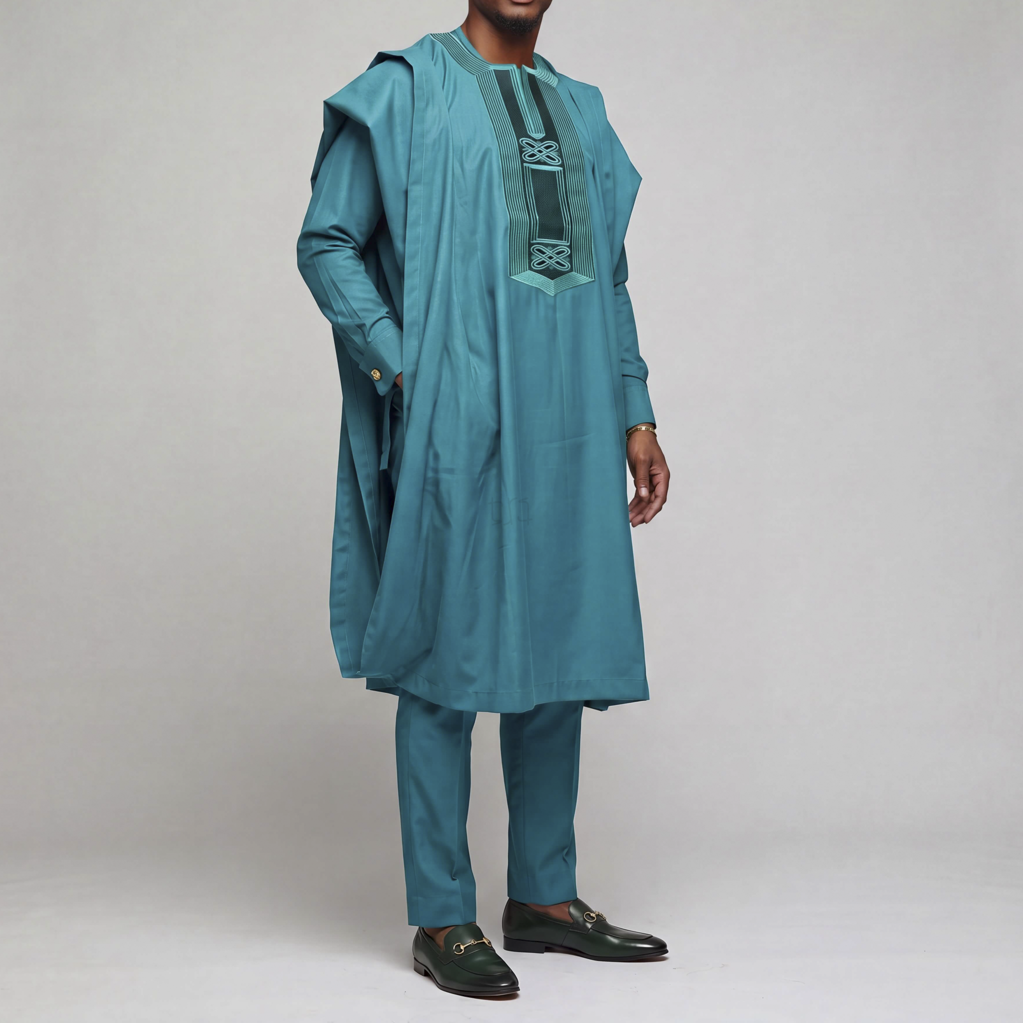 Men's Teal Senator Style Agbada