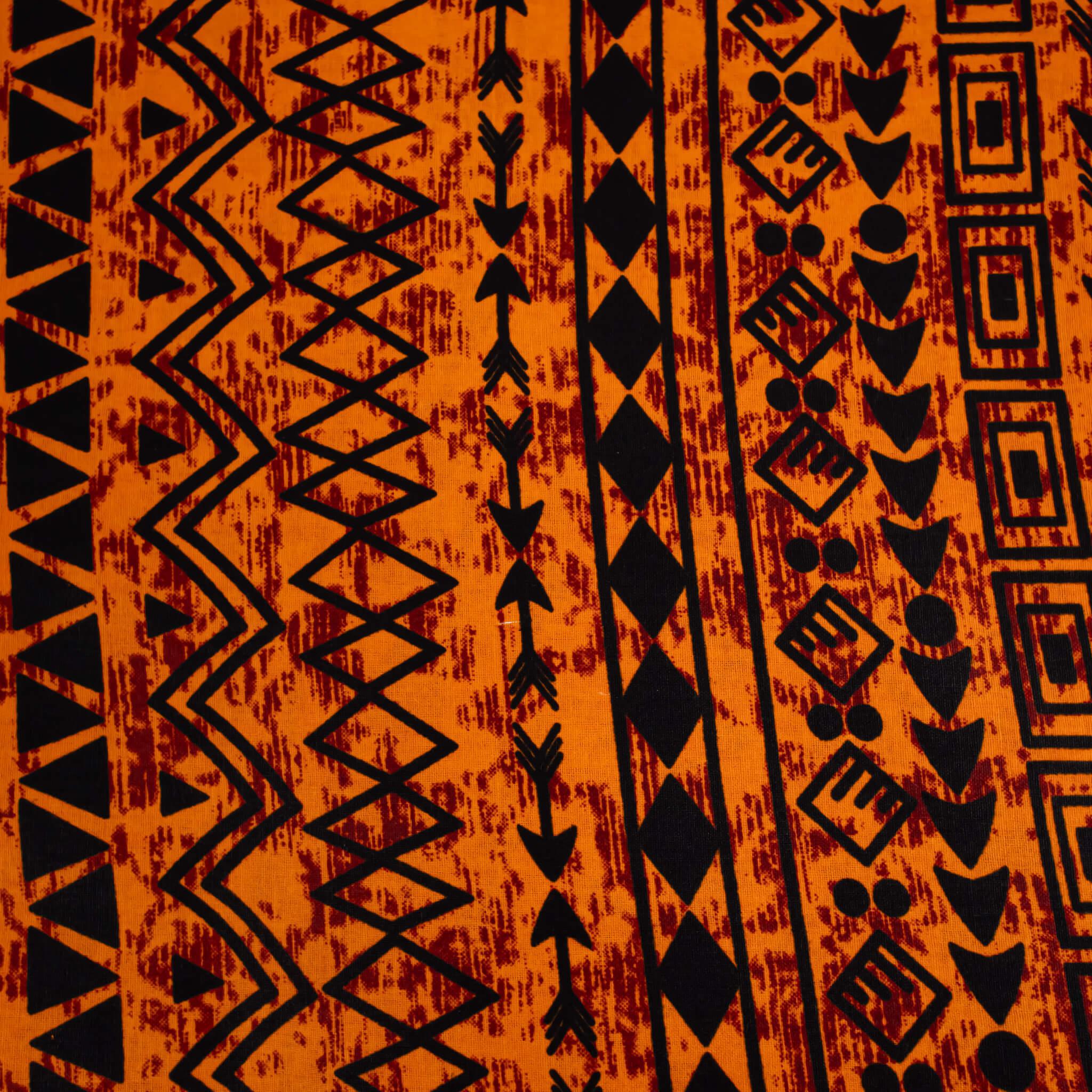 "Savanna Rhythms" Amber & Black Tribal Geometric African Wax Print (Ankara) – 6 Yards