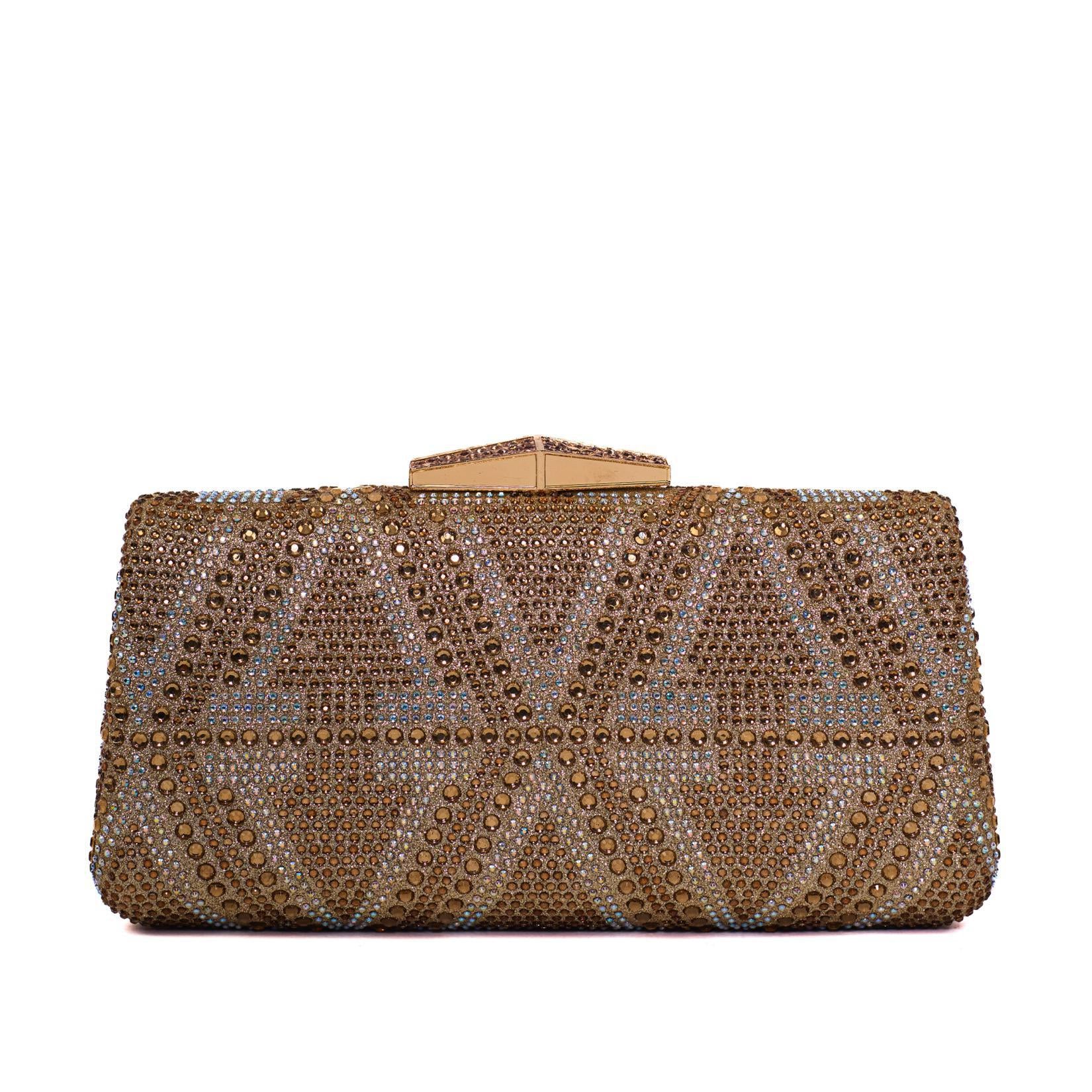 Gold Diamond Hasp Clutch Purse