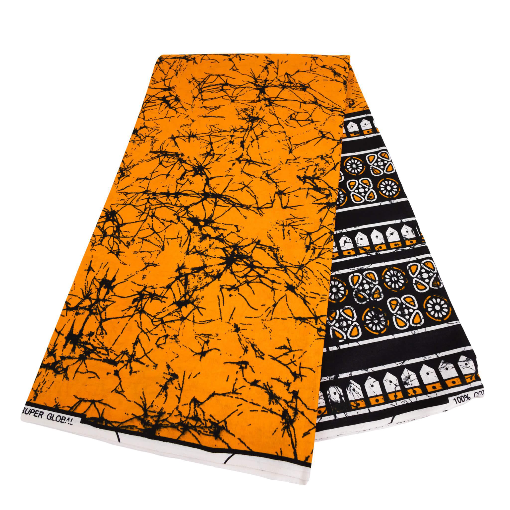 Tangerine & Geometric Wax Print (Ankara) – 6 Yards