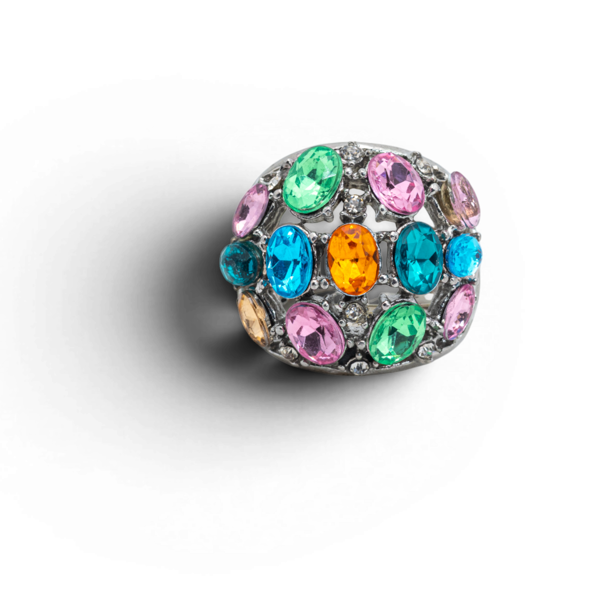 Women’s Silver Ring With Multi-colored Crystal