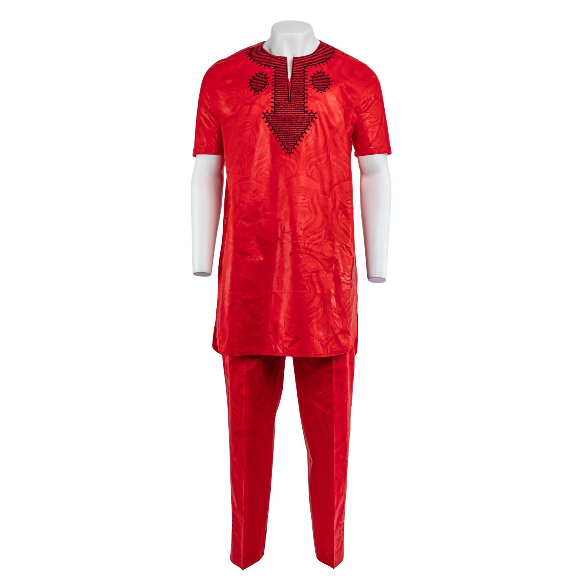 Red Brocade Men's Set