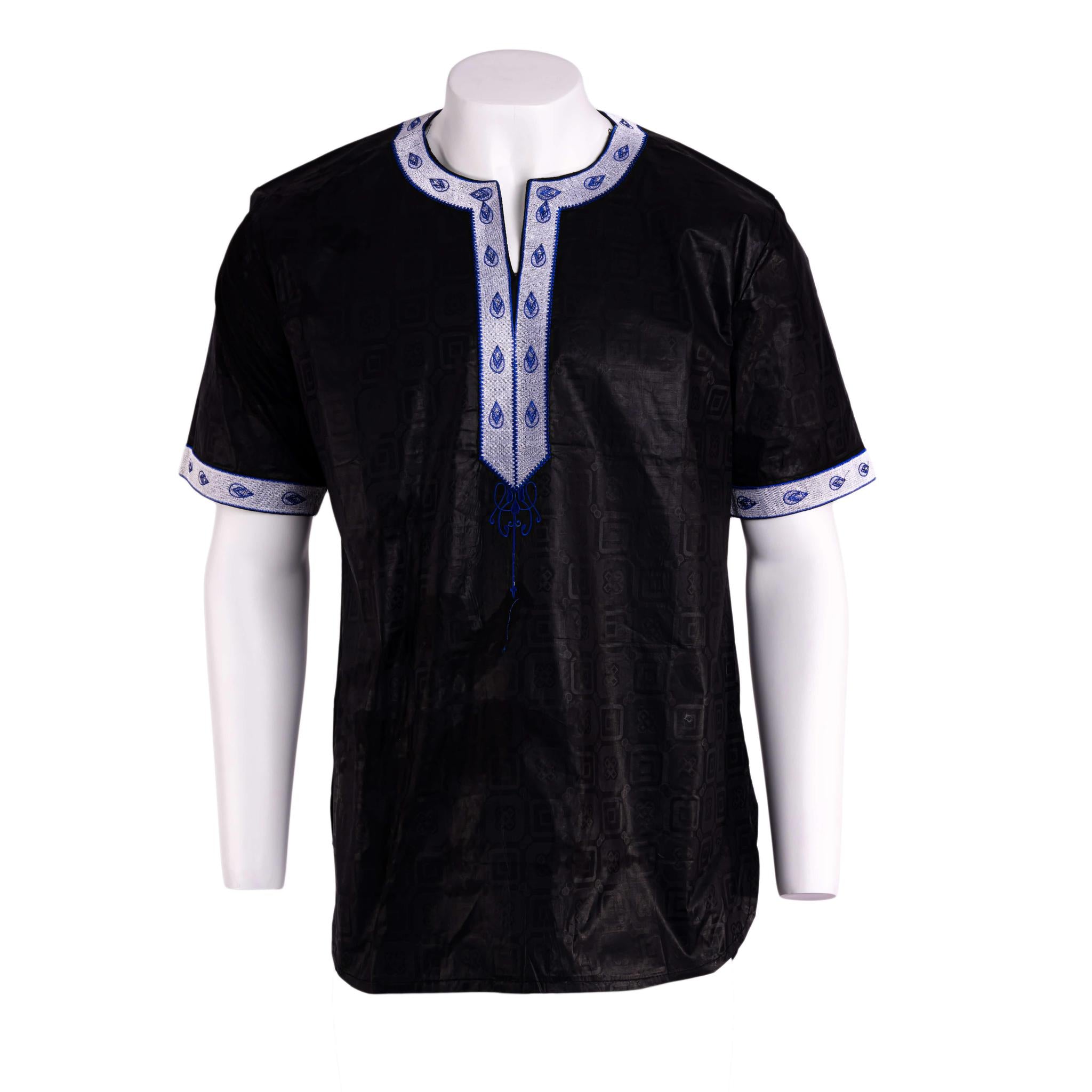 Black & Blue Brocade Men's Top