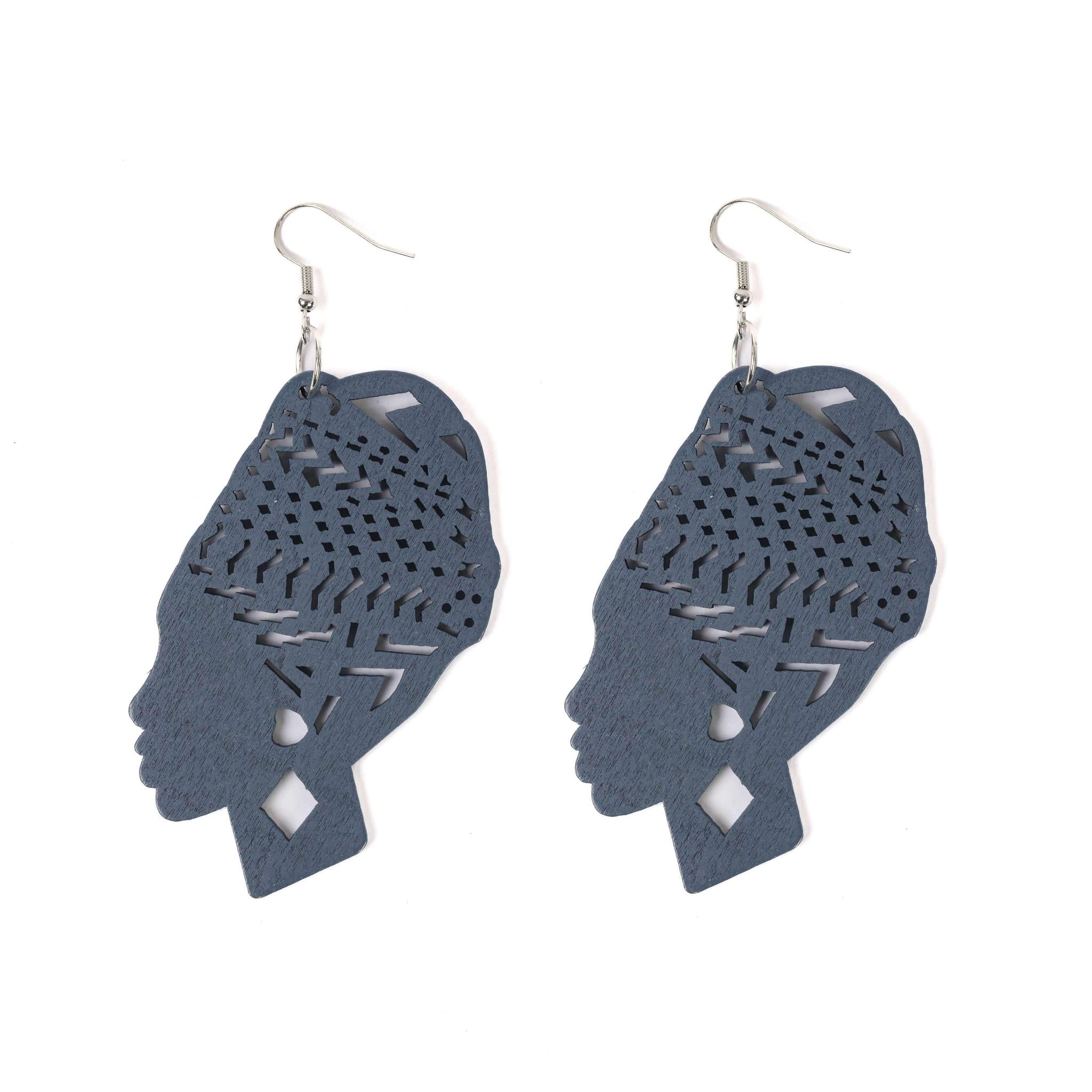 Grey Lightweight Mama Africa Wooden Earrings