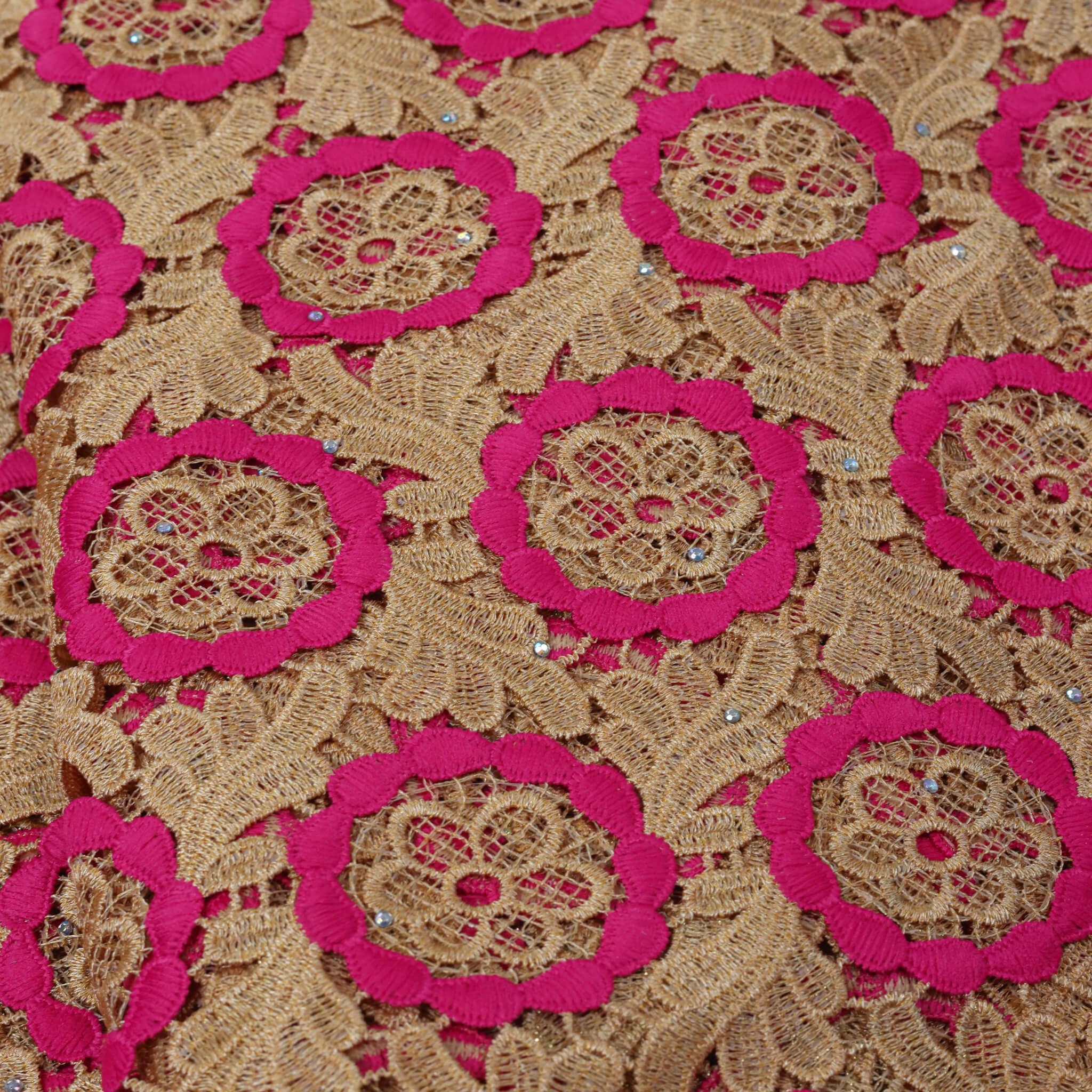 Gold and Pink Guipure/Cod Lace