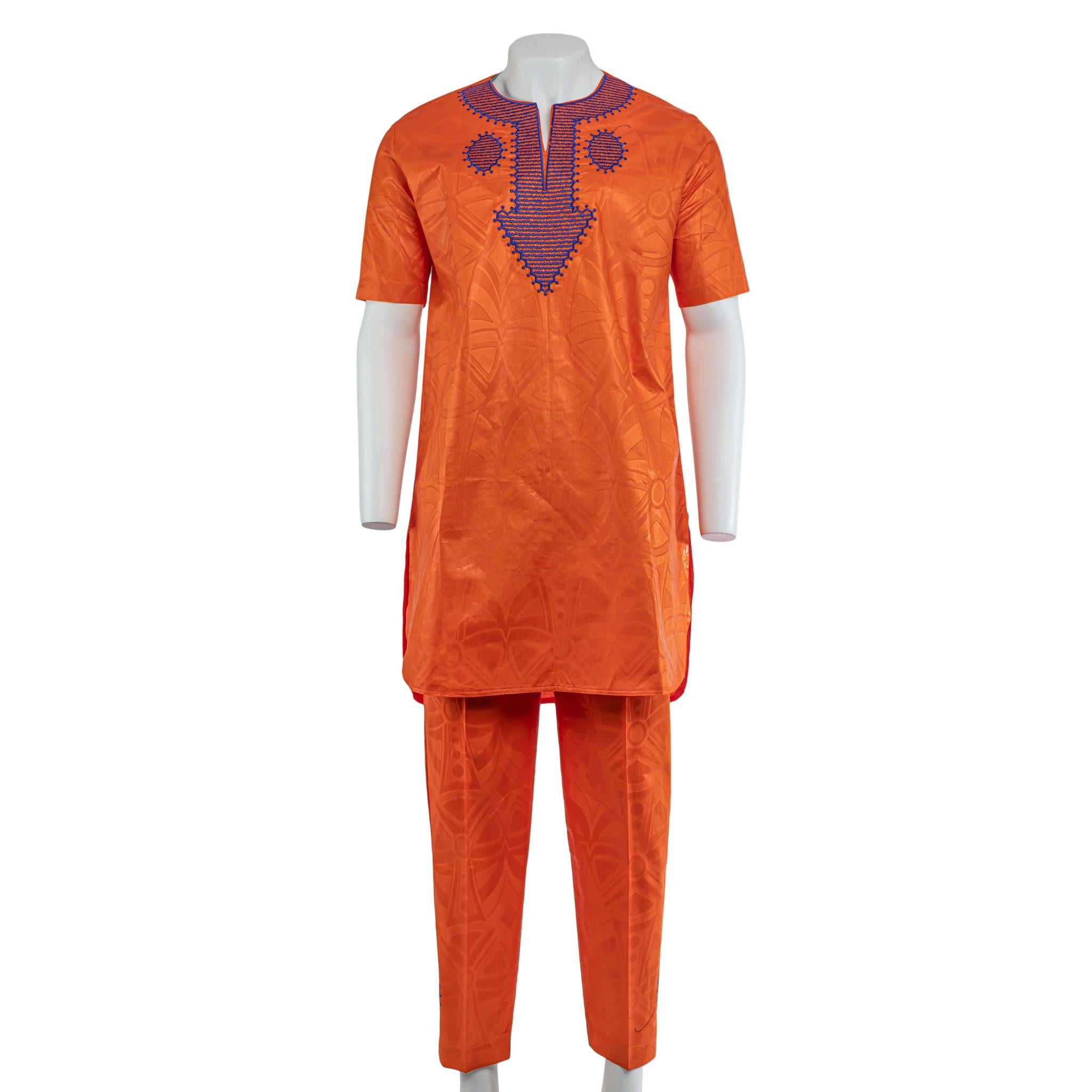 Orange Brocade Men's Set