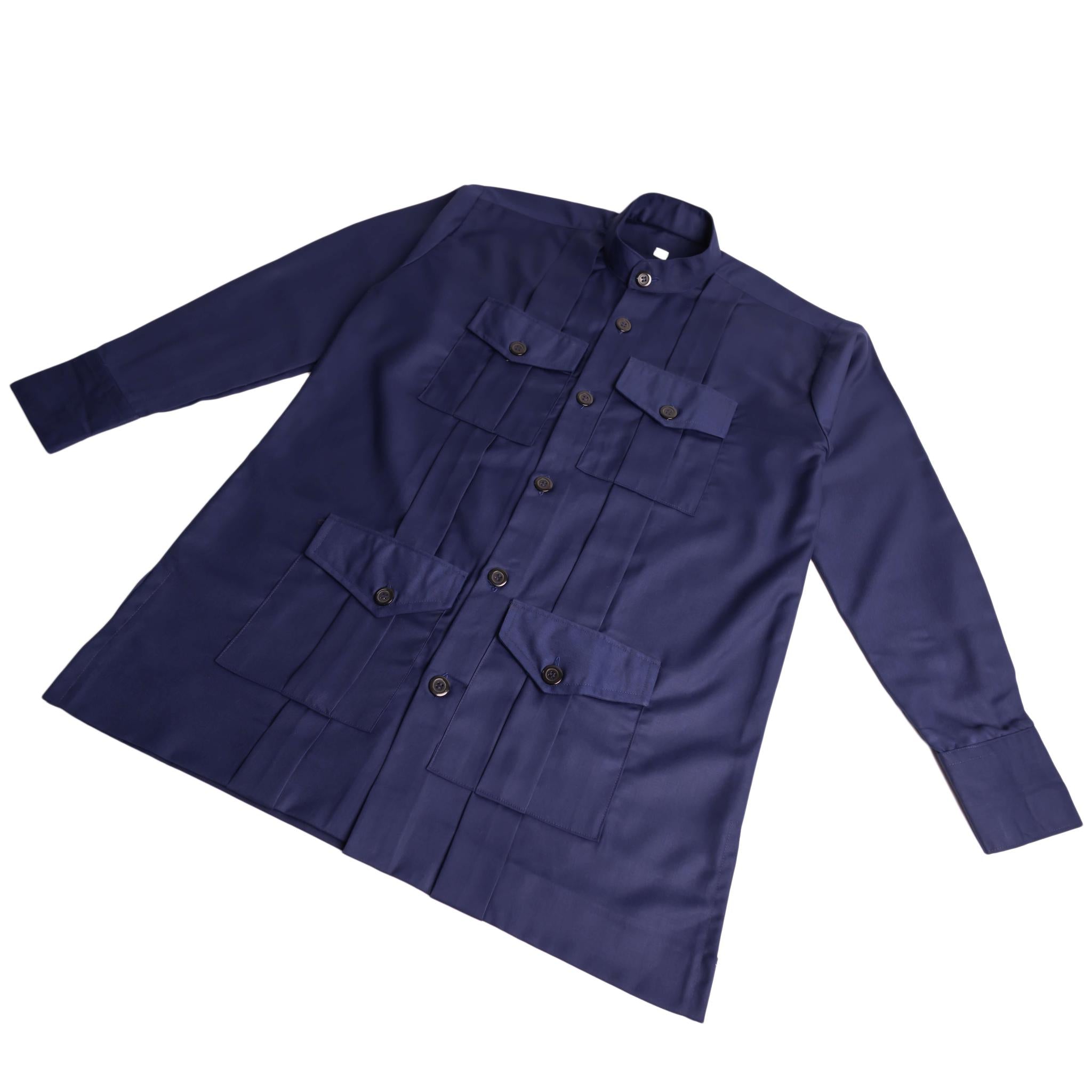 Navy Blue Men's Military Style Shirt