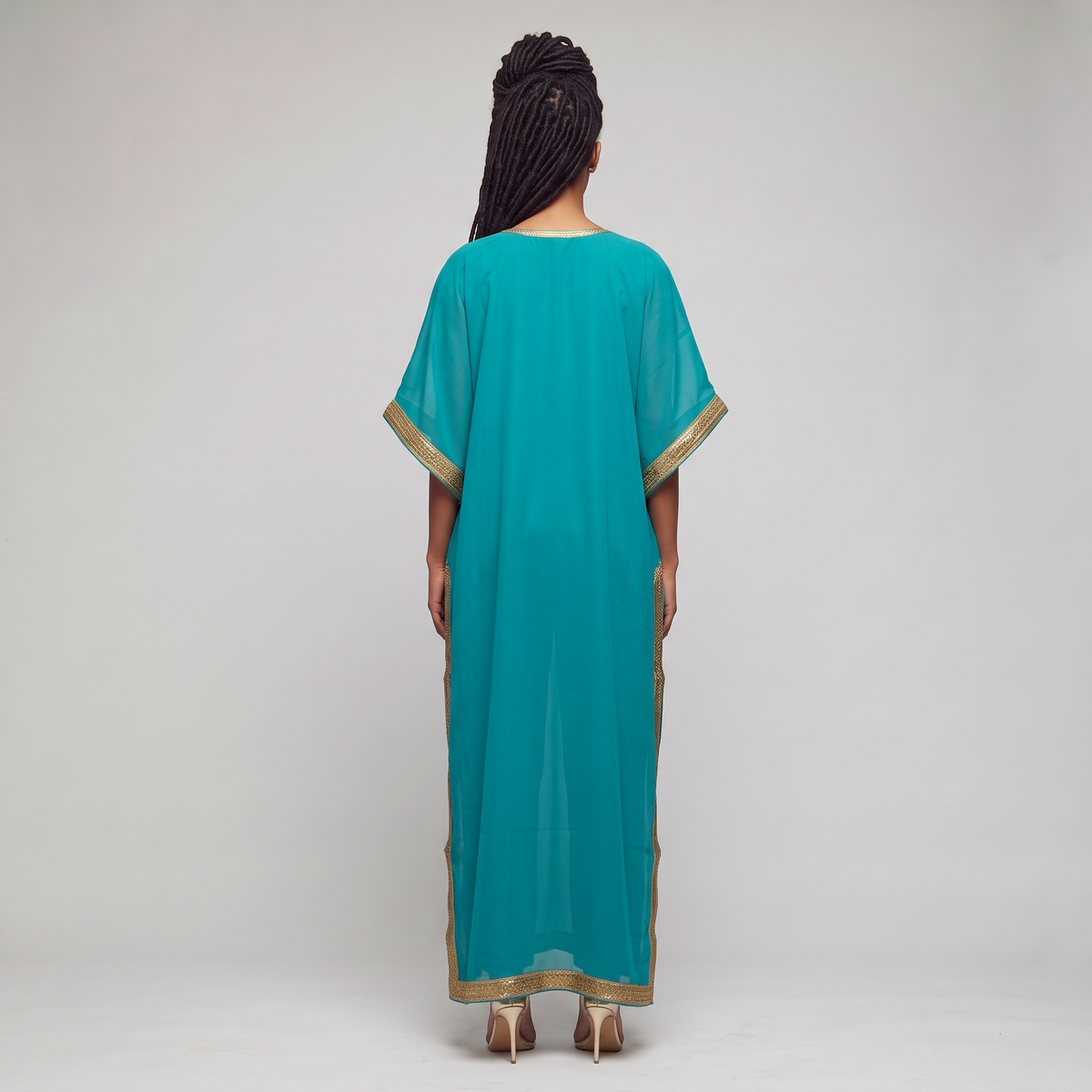 Royal Embellished Chiffon Kaftan Dress Set