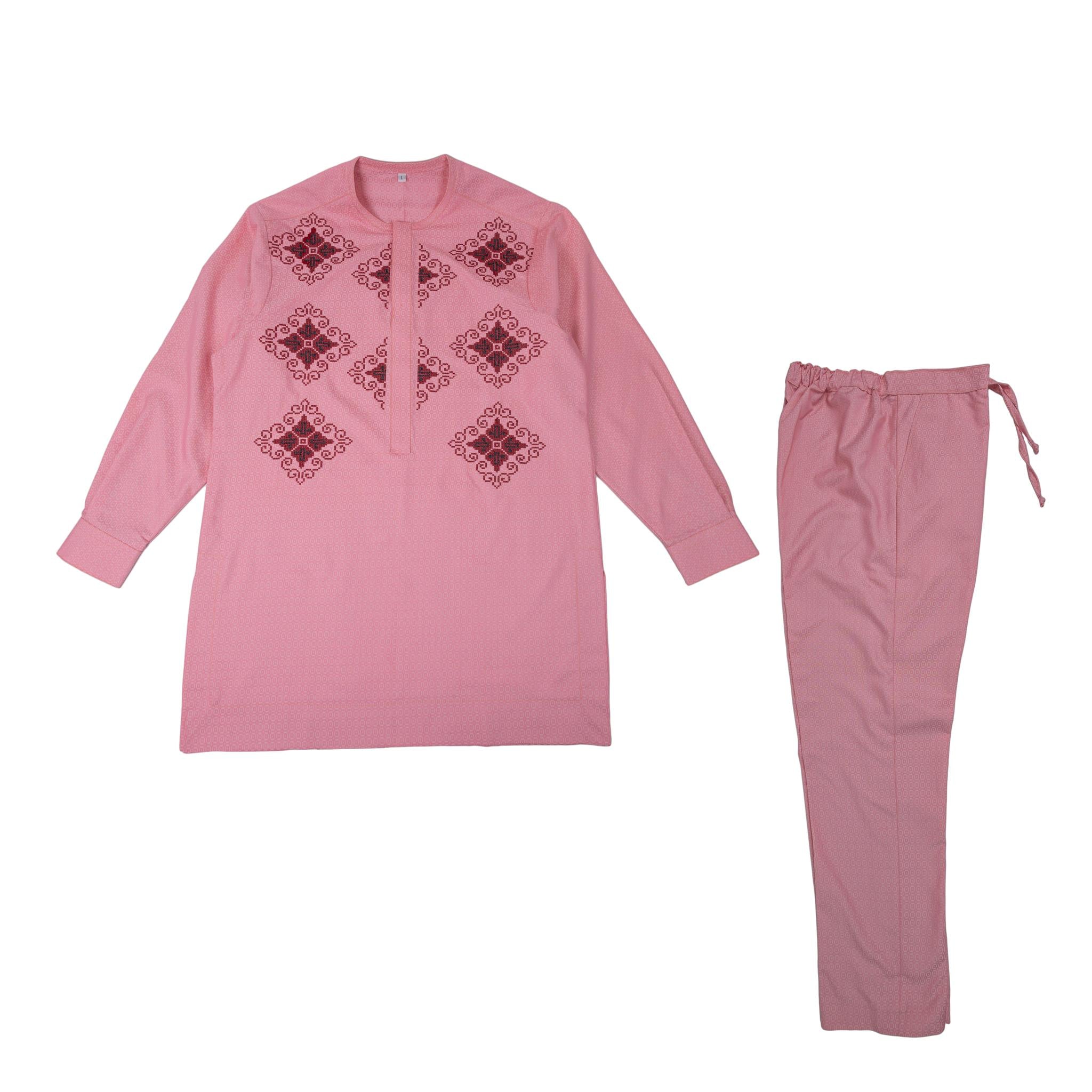 Pink w/Wine Embroidery Senator Suit