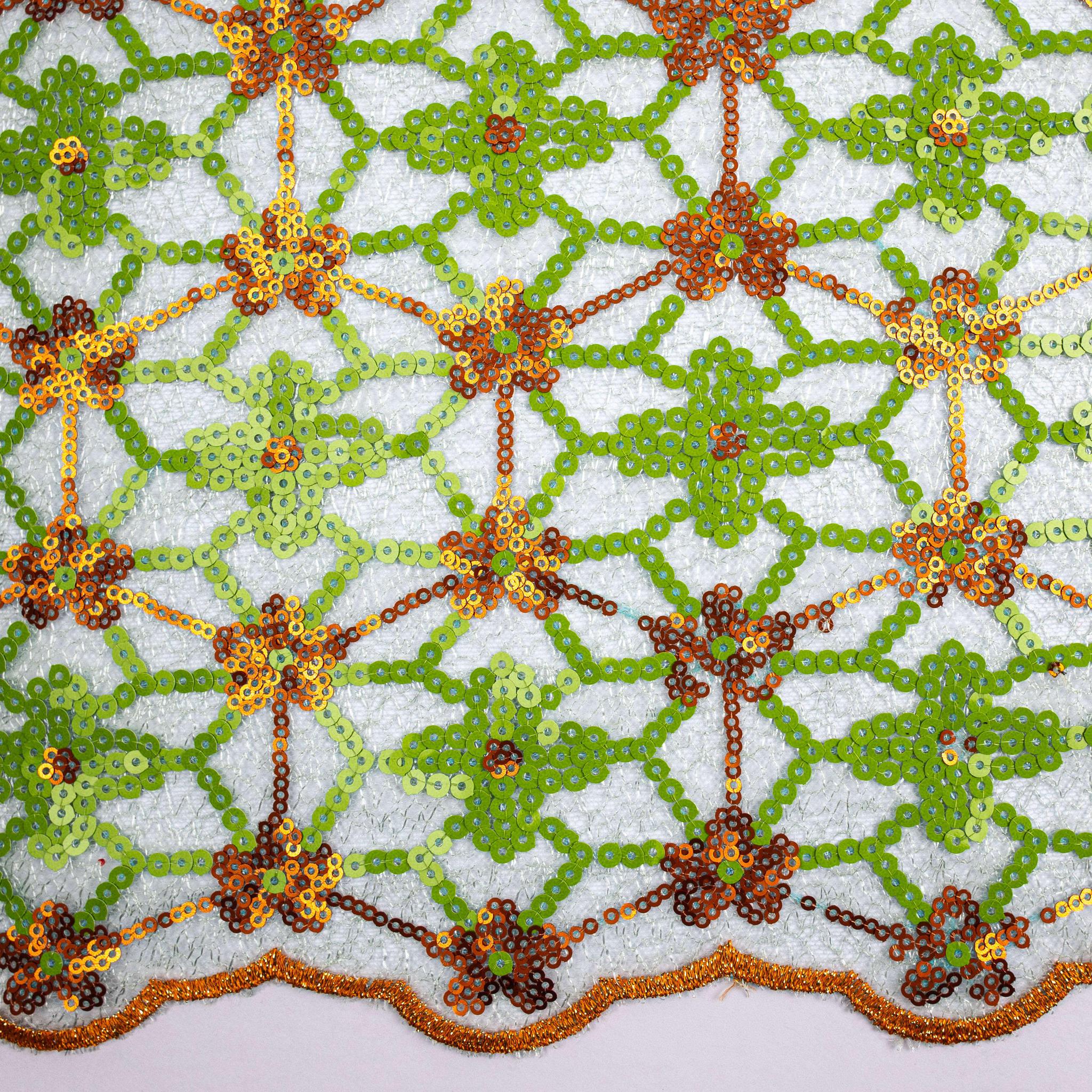 Green & Orange Sequence Net Lace