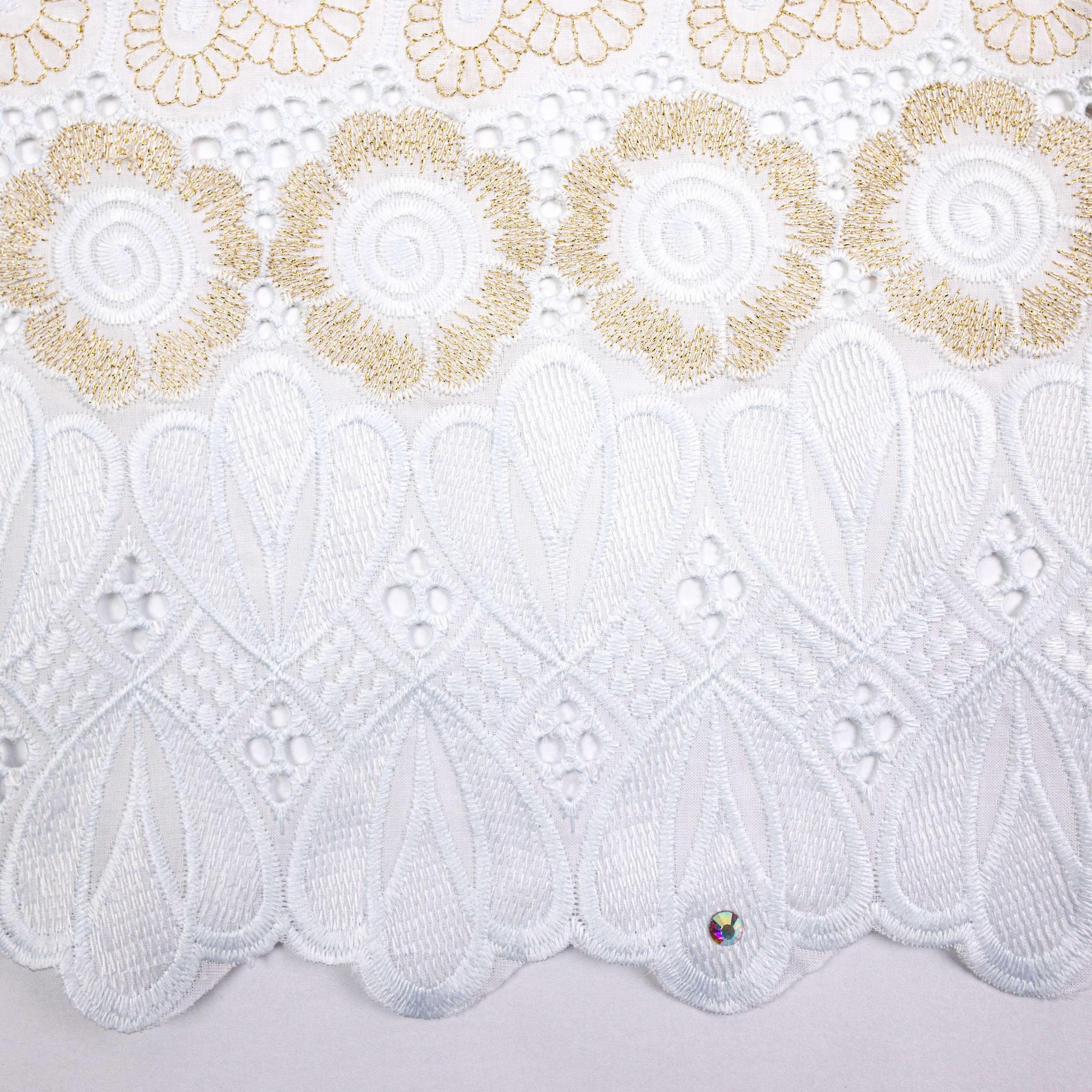 White & Gold Cotton Lace