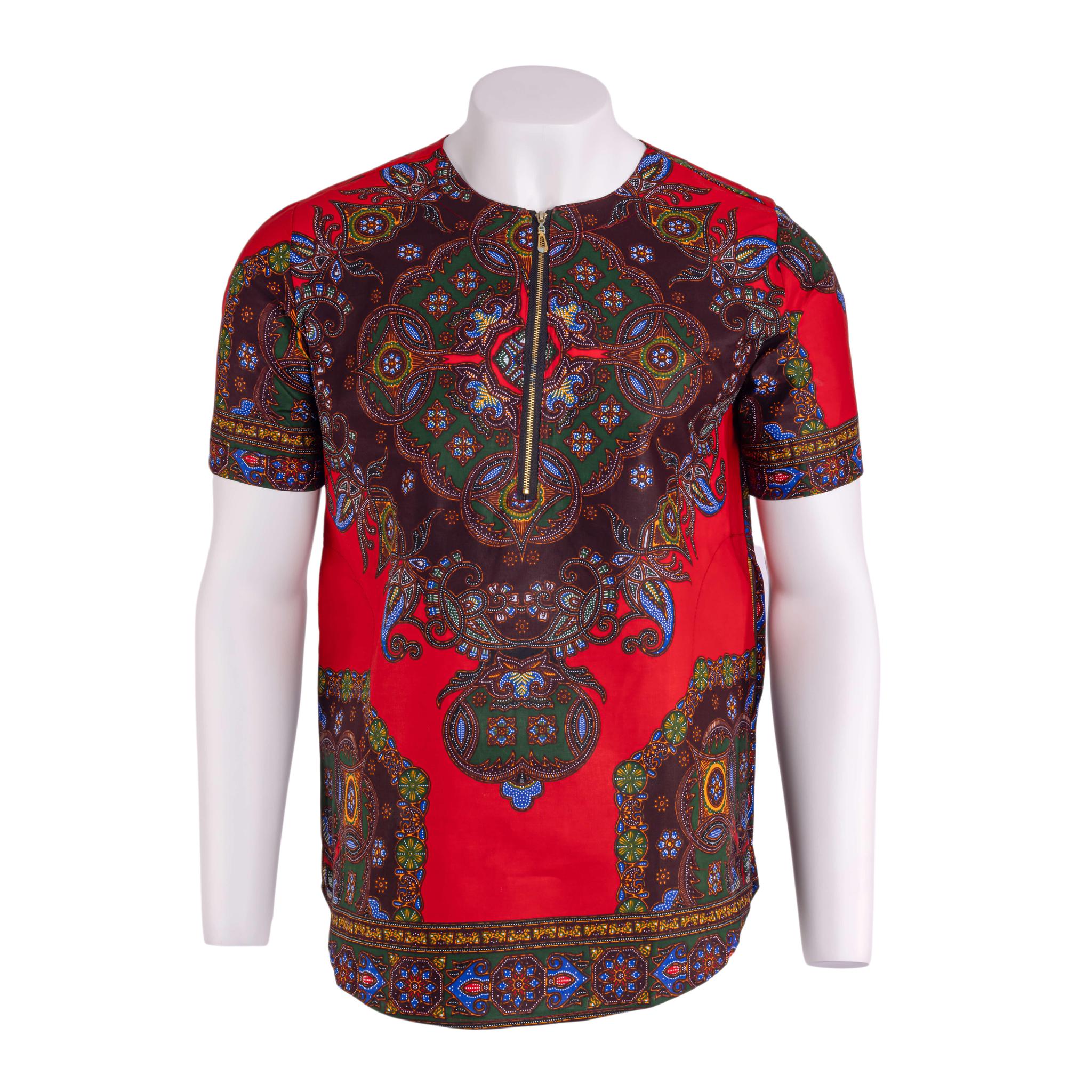 Red Dashiki Men's Top