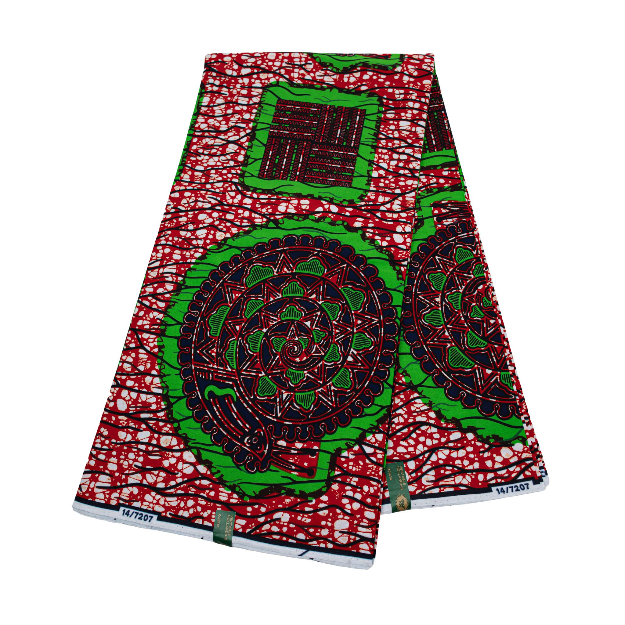 Red & Green Wax Pint Fabric - 6 Yards