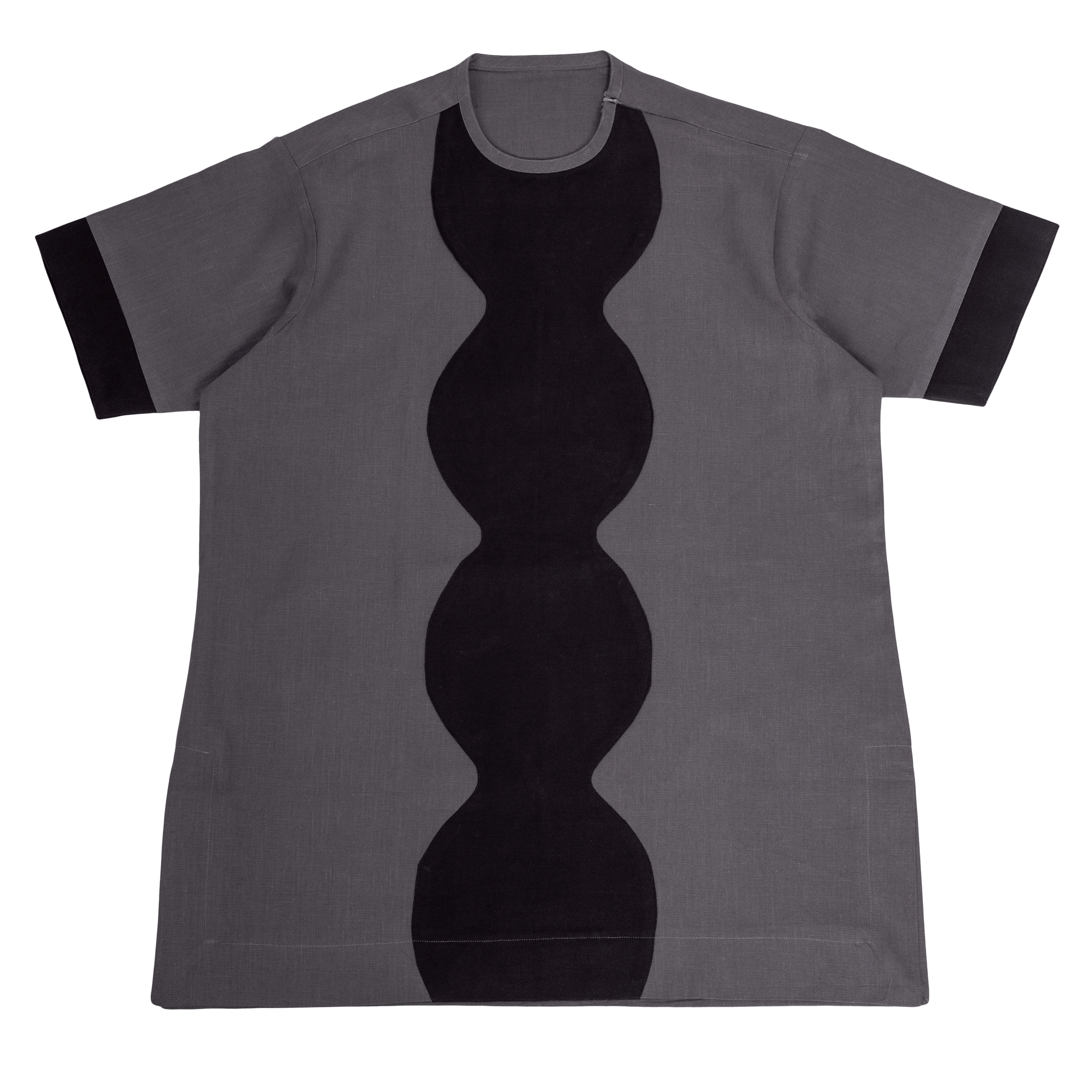 Charcoal Grey Wavy Panel Men's Linen Senator Set