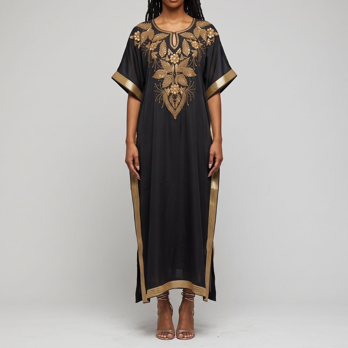 Royal Embellished Chiffon Kaftan Dress Set