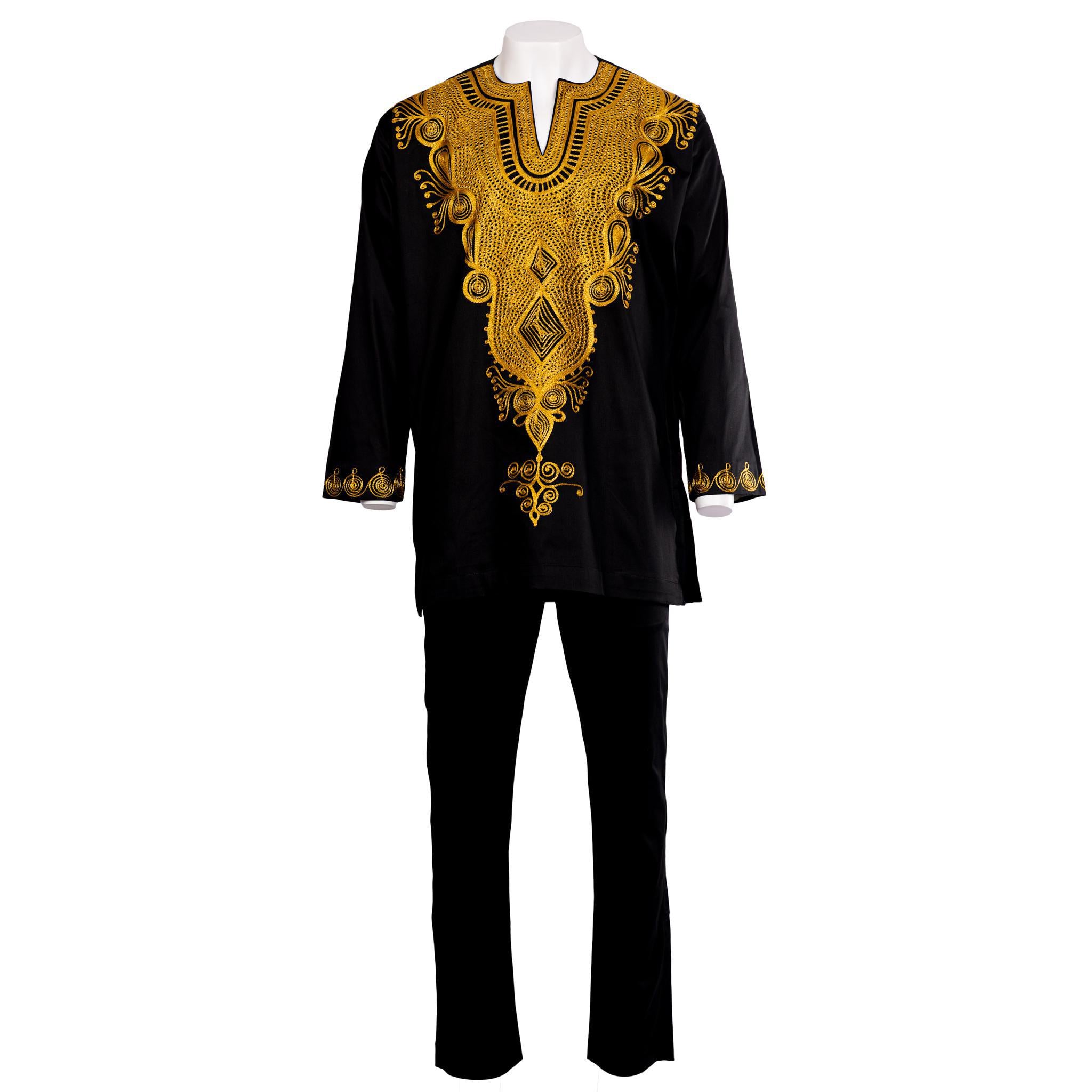 Black & Gold Embroidered Two-Piece Suit