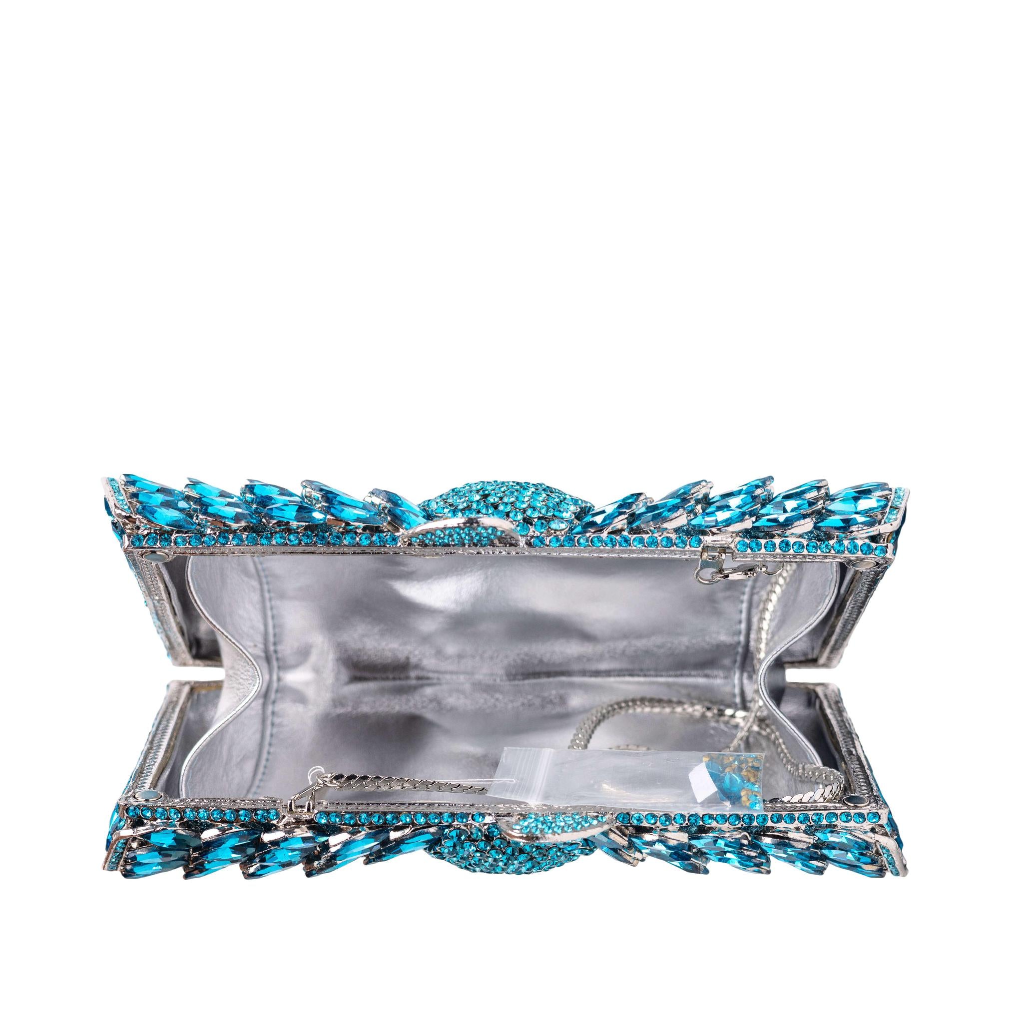 Blue Rhinestone Clutch Purse