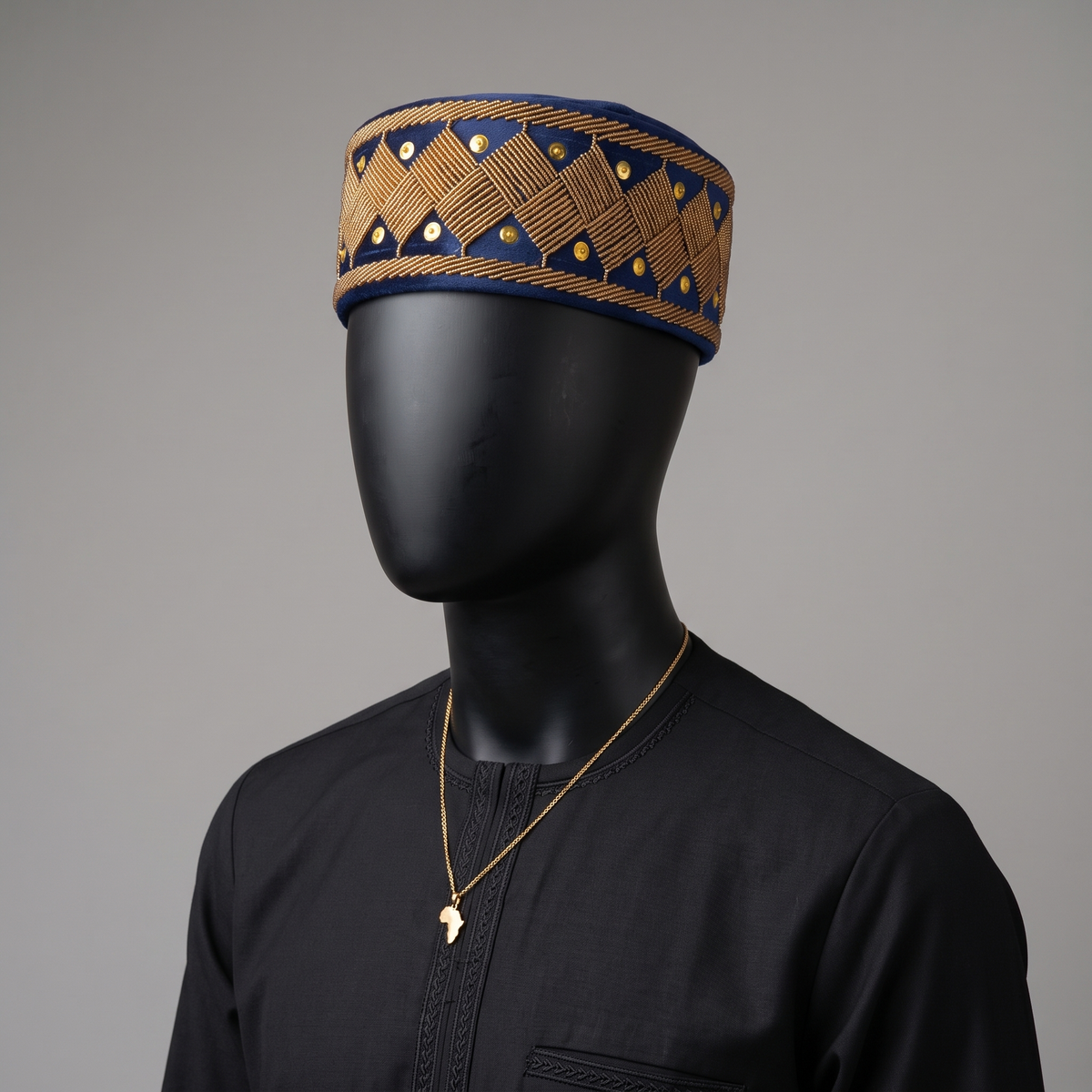 Blue Velvet Beaded Cap